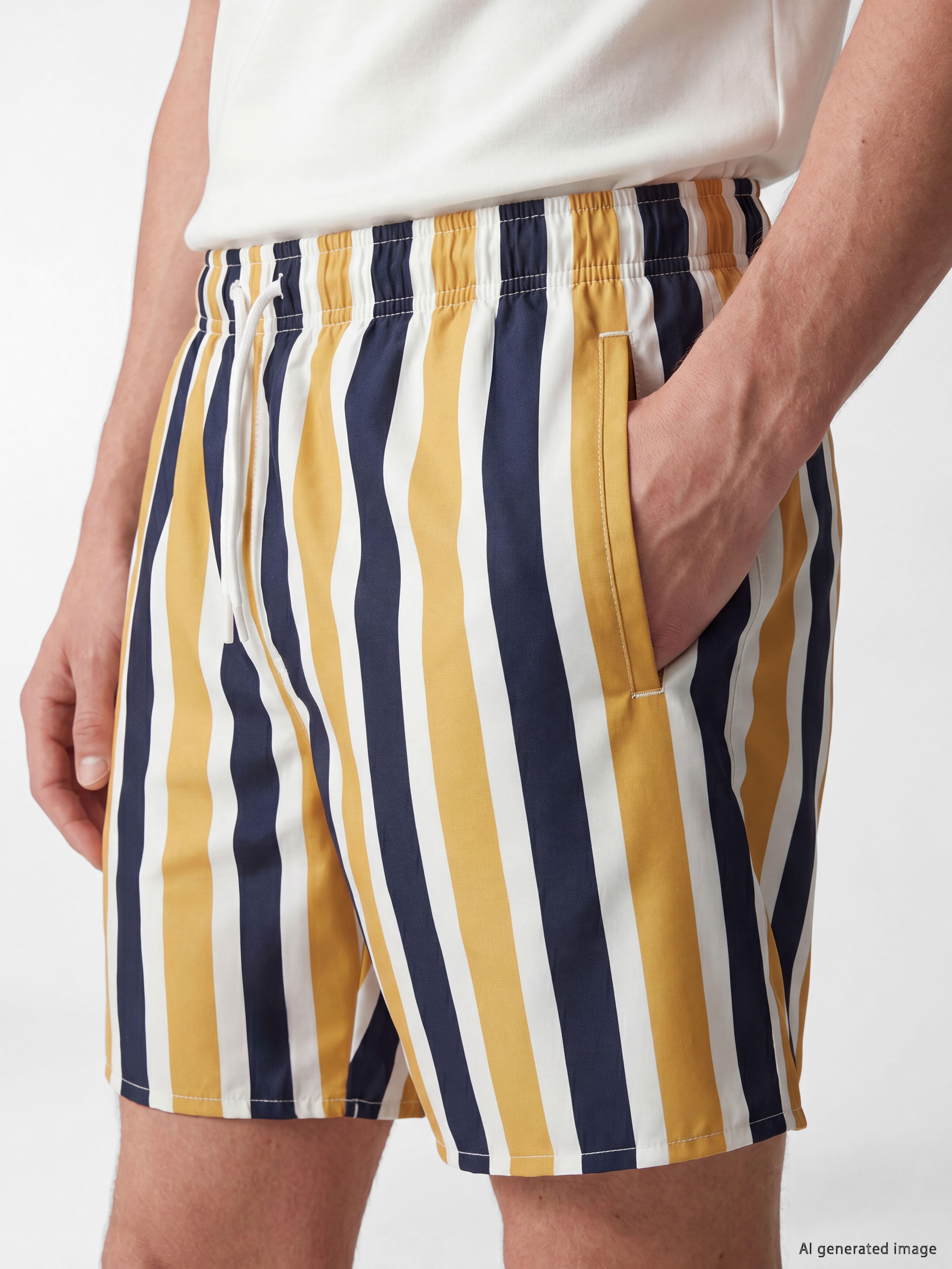 LCW SWIMWEAR Kısa Boy Çizgili Erkek Deniz Şortu görsel 4