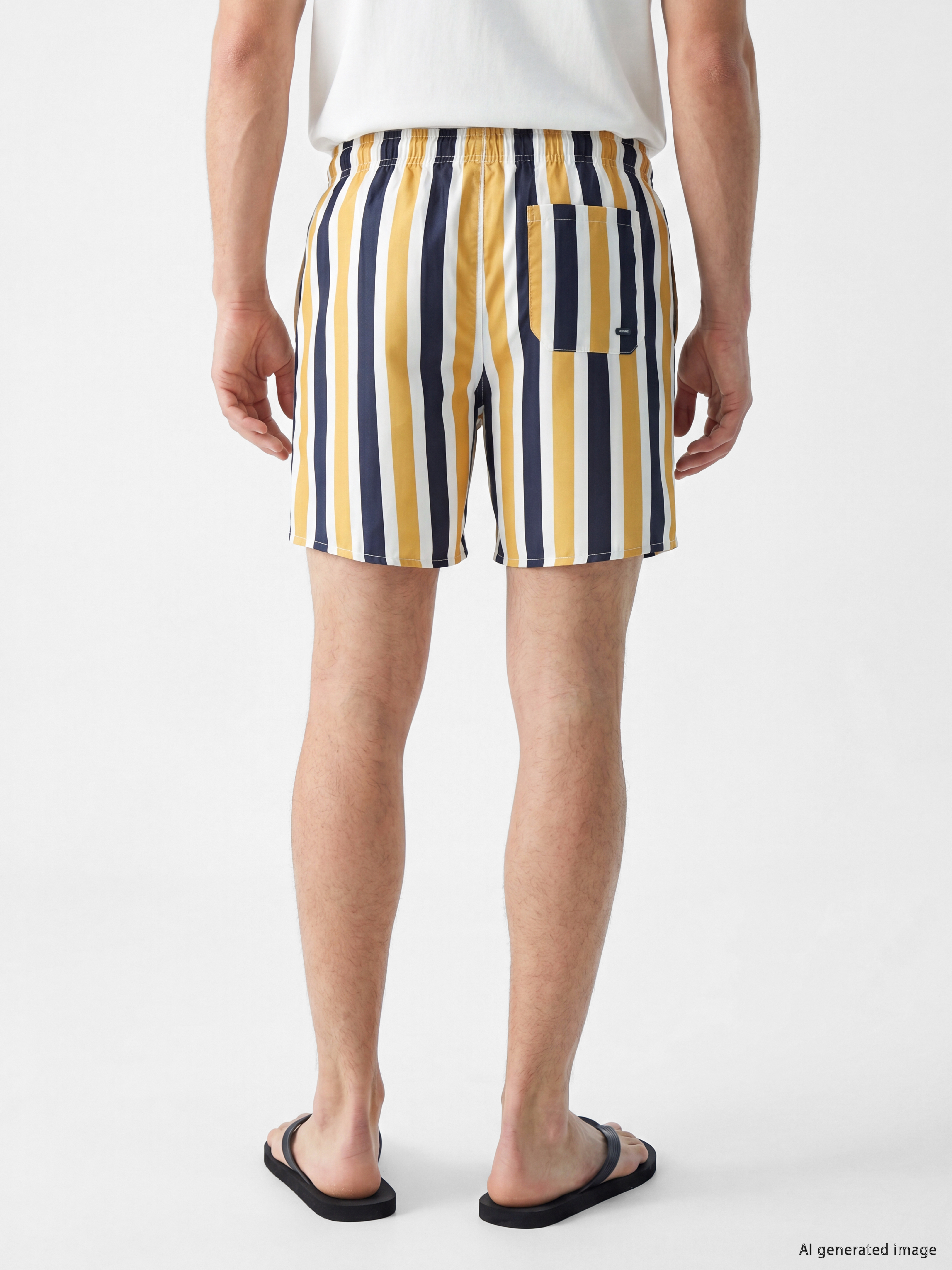 LCW SWIMWEAR Kısa Boy Çizgili Erkek Deniz Şortu görsel 5