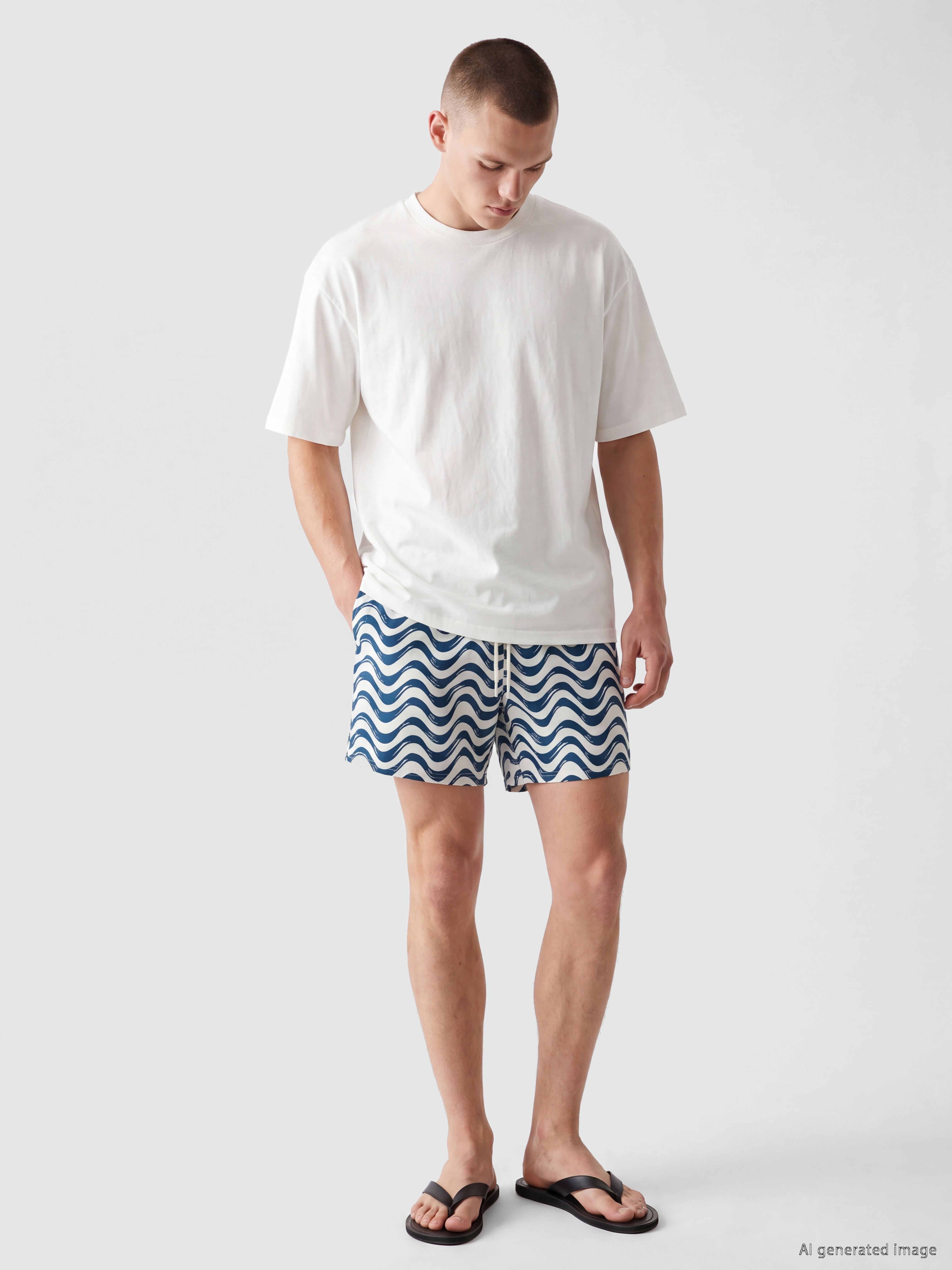 LCW SWIMWEAR Kısa Boy Desenli Erkek Deniz Şortu görsel 2