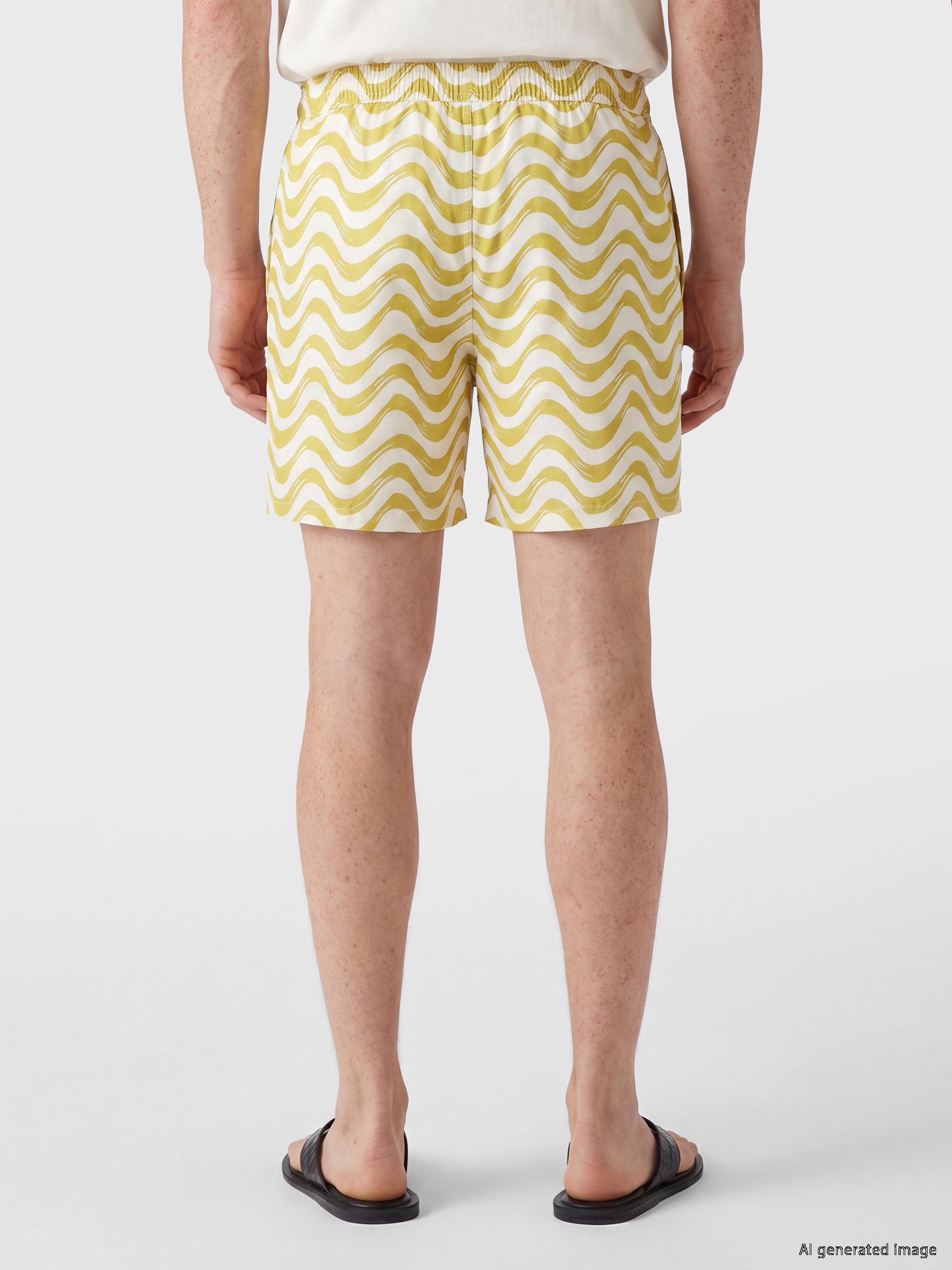 LCW SWIMWEAR Kısa Boy Dalgalı Desenli Erkek Deniz Şortu görsel 4