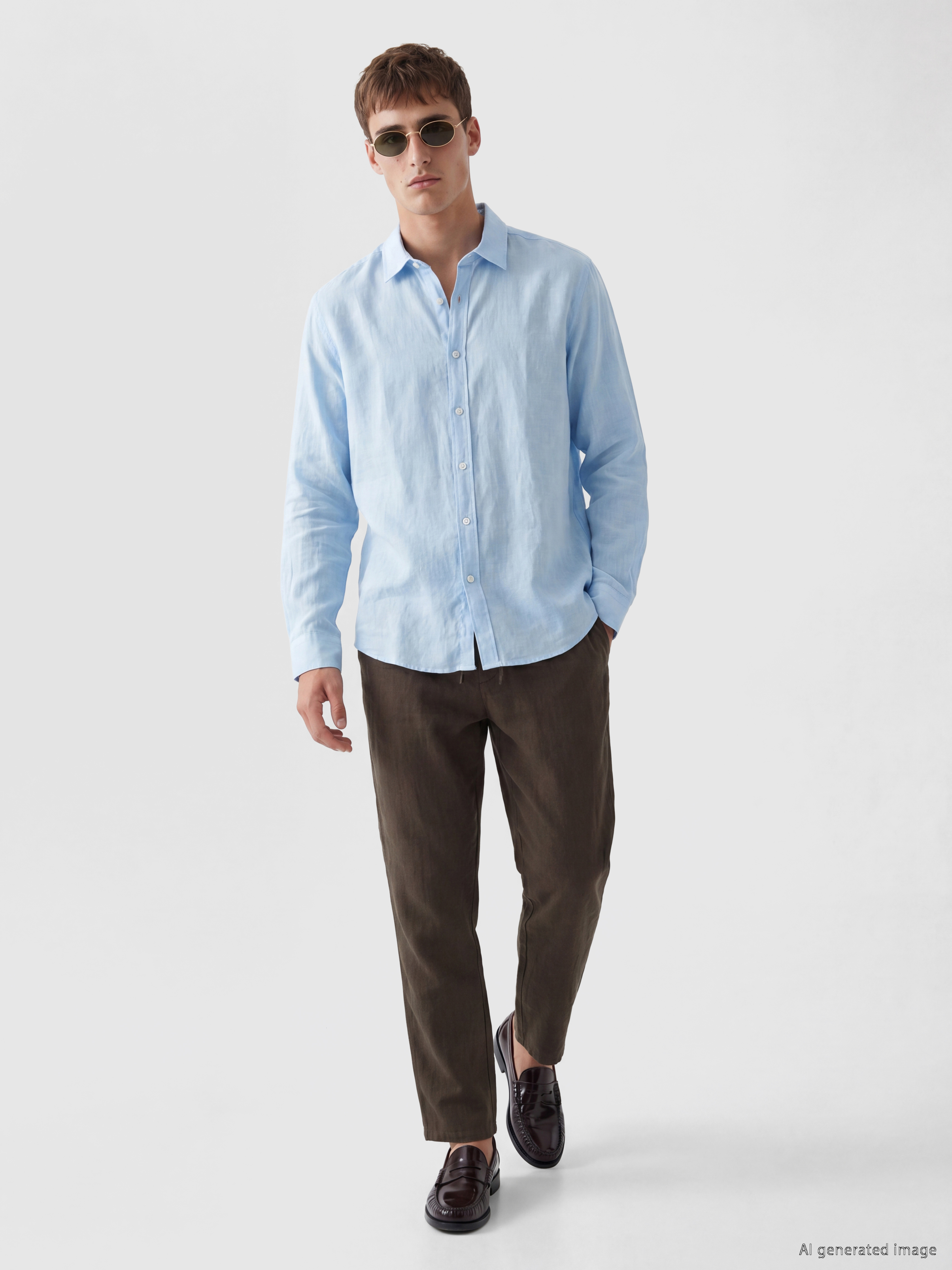 LCW Vision Regular Fit %100 Keten Erkek Gömlek görsel 2