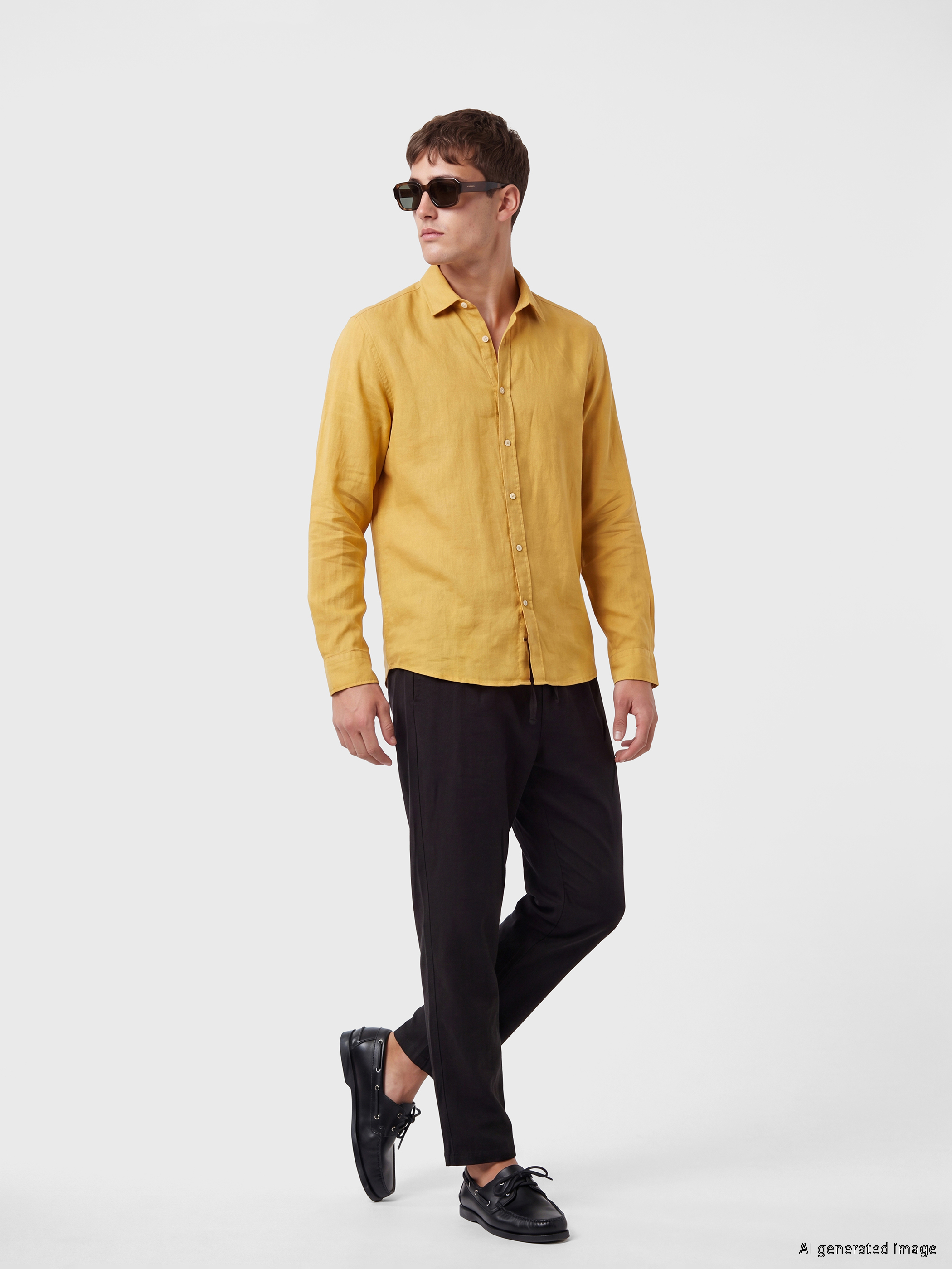 LCW Vision Regular Fit %100 Keten Erkek Gömlek görsel 2
