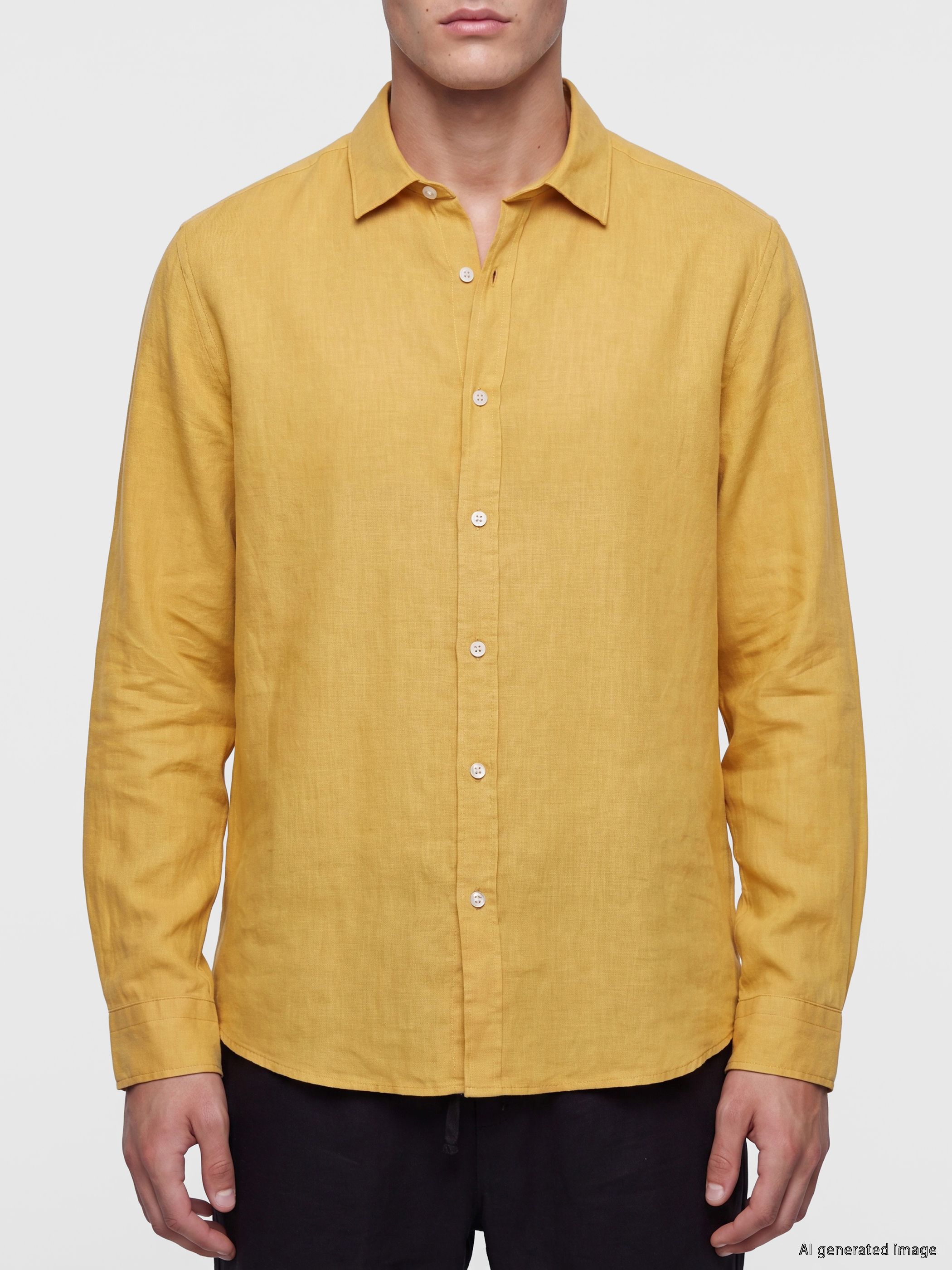 LCW Vision Regular Fit %100 Keten Erkek Gömlek görsel 3