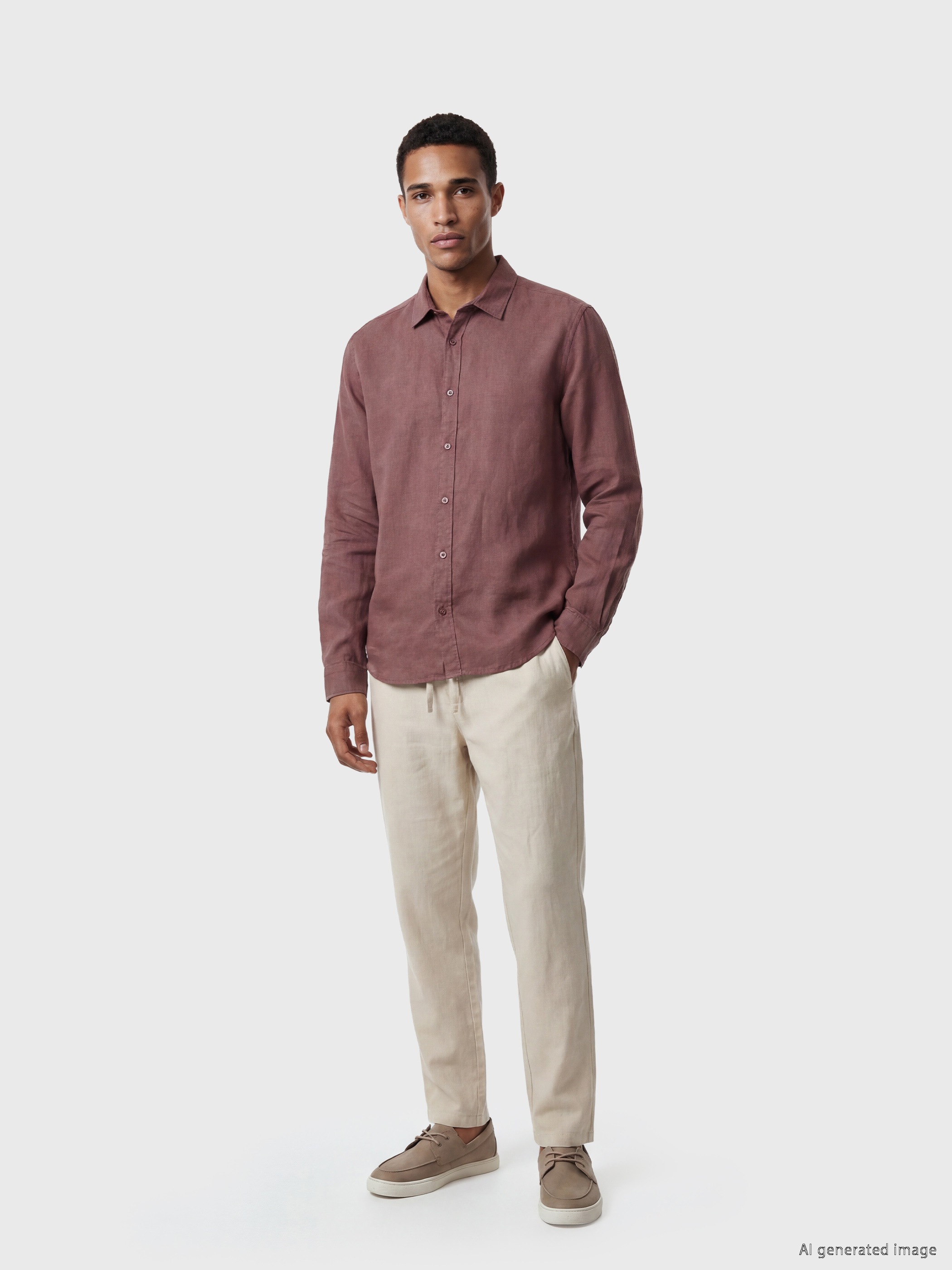 LCW Vision Regular Fit %100 Keten Erkek Gömlek görsel 2