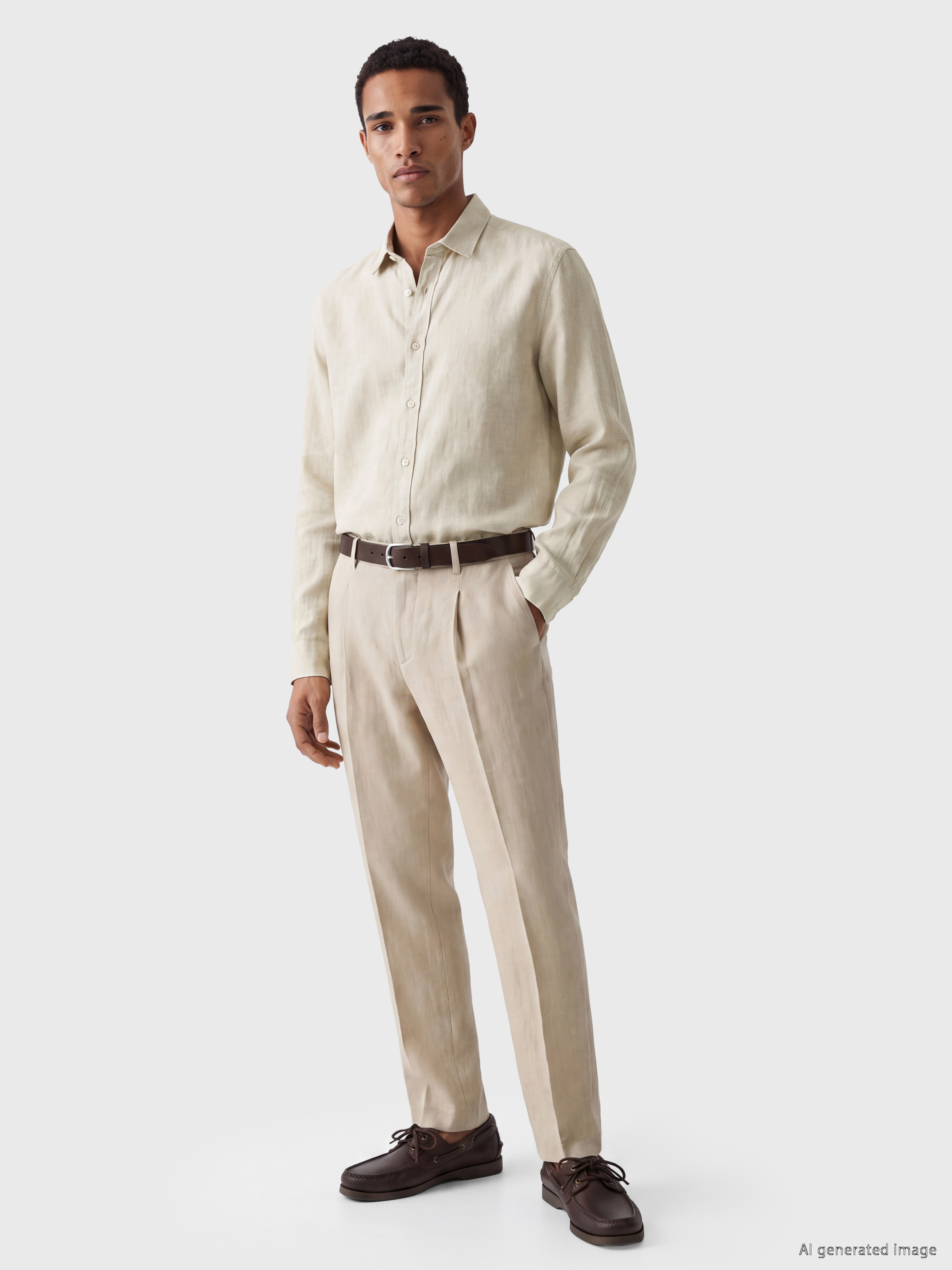 LCW Vision Regular Fit %100 Keten Erkek Gömlek görsel 2