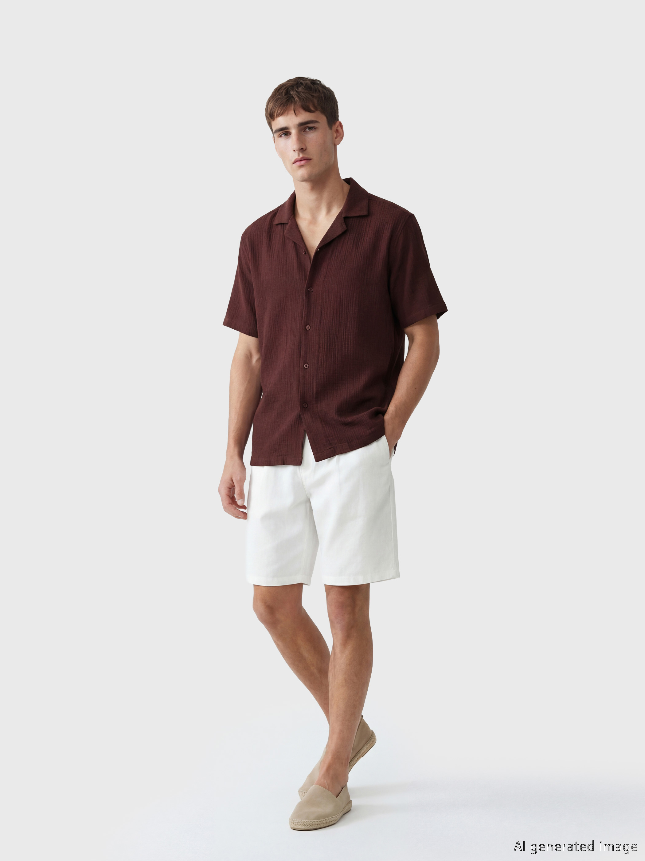 LCW Vision Regular Fit Resort Yaka Müslin Erkek Gömlek görsel 2