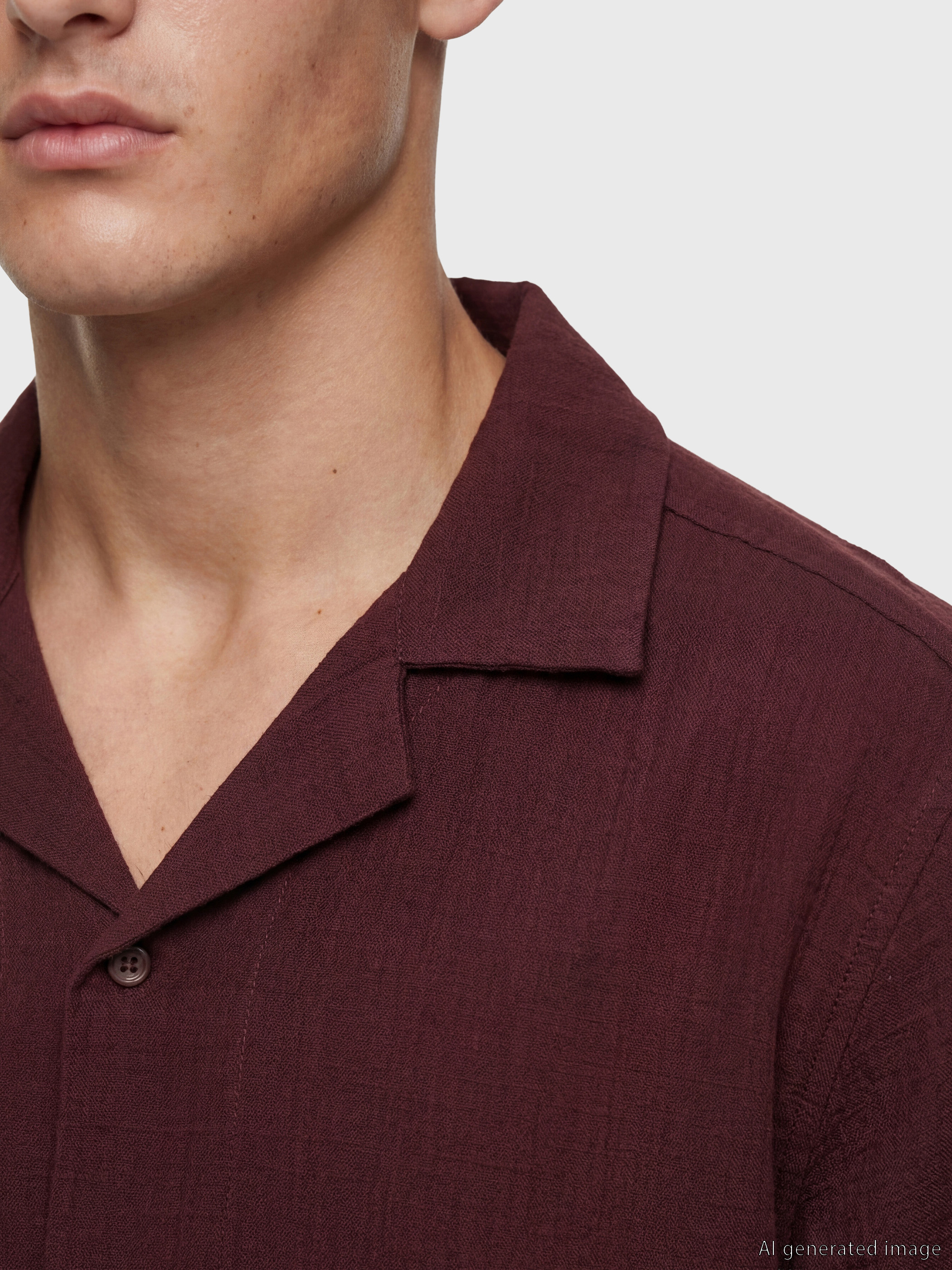 LCW Vision Regular Fit Resort Yaka Müslin Erkek Gömlek görsel 3