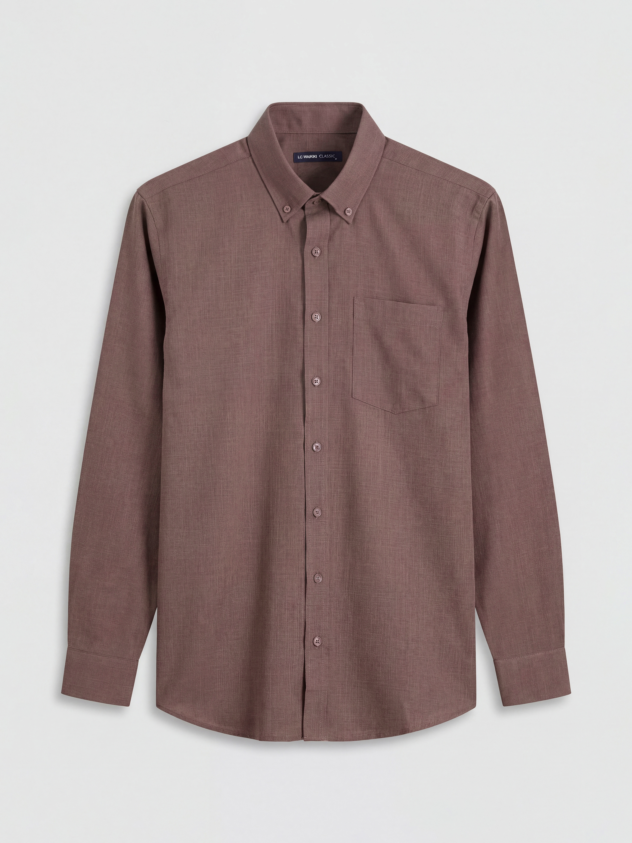 LCWAIKIKI Classic Regular Fit Keten Görünümlü Erkek Gömlek görsel 5