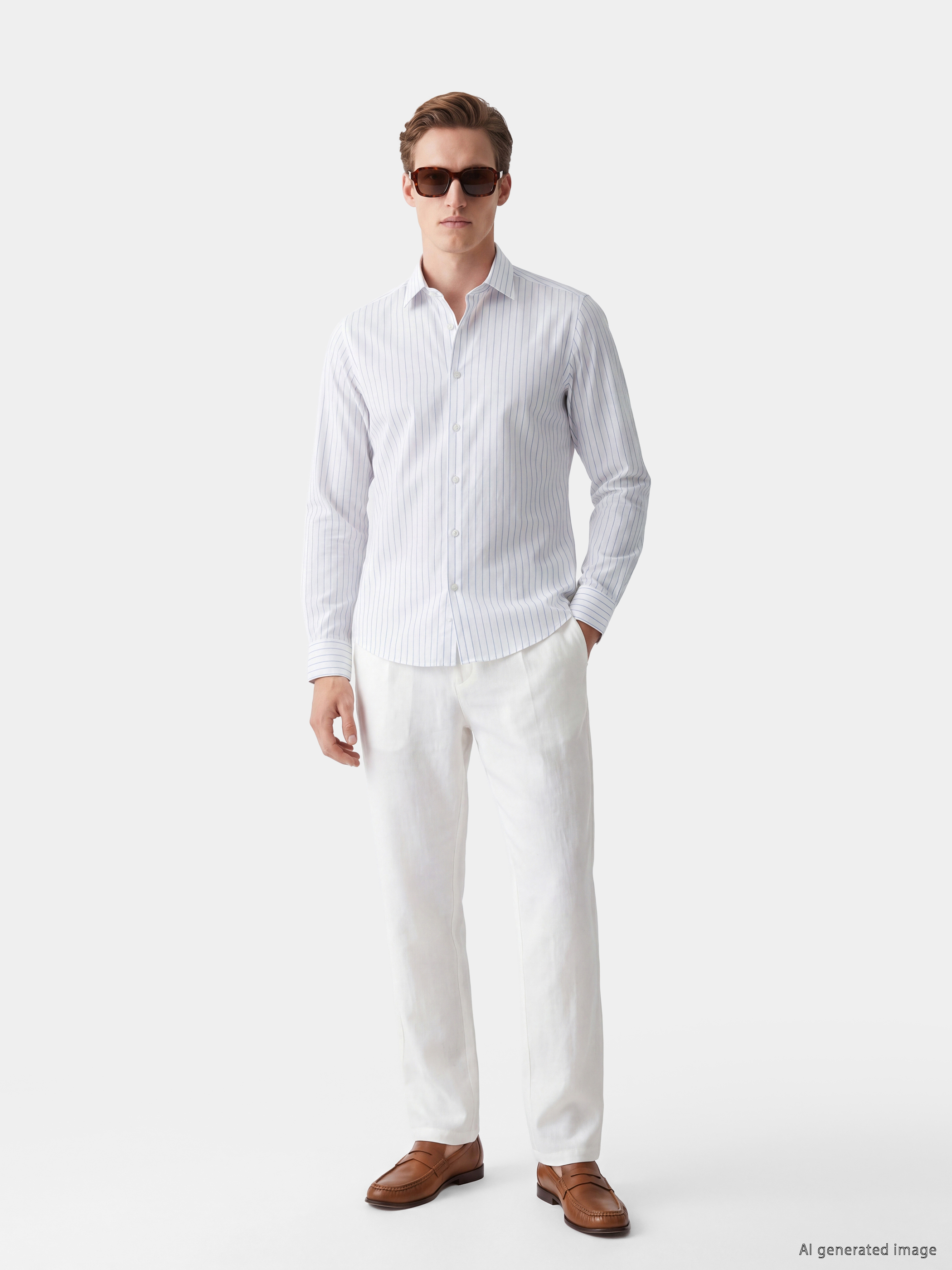 LCW BUSINESS Slim Fit Çizgili Erkek Gömlek görsel 2