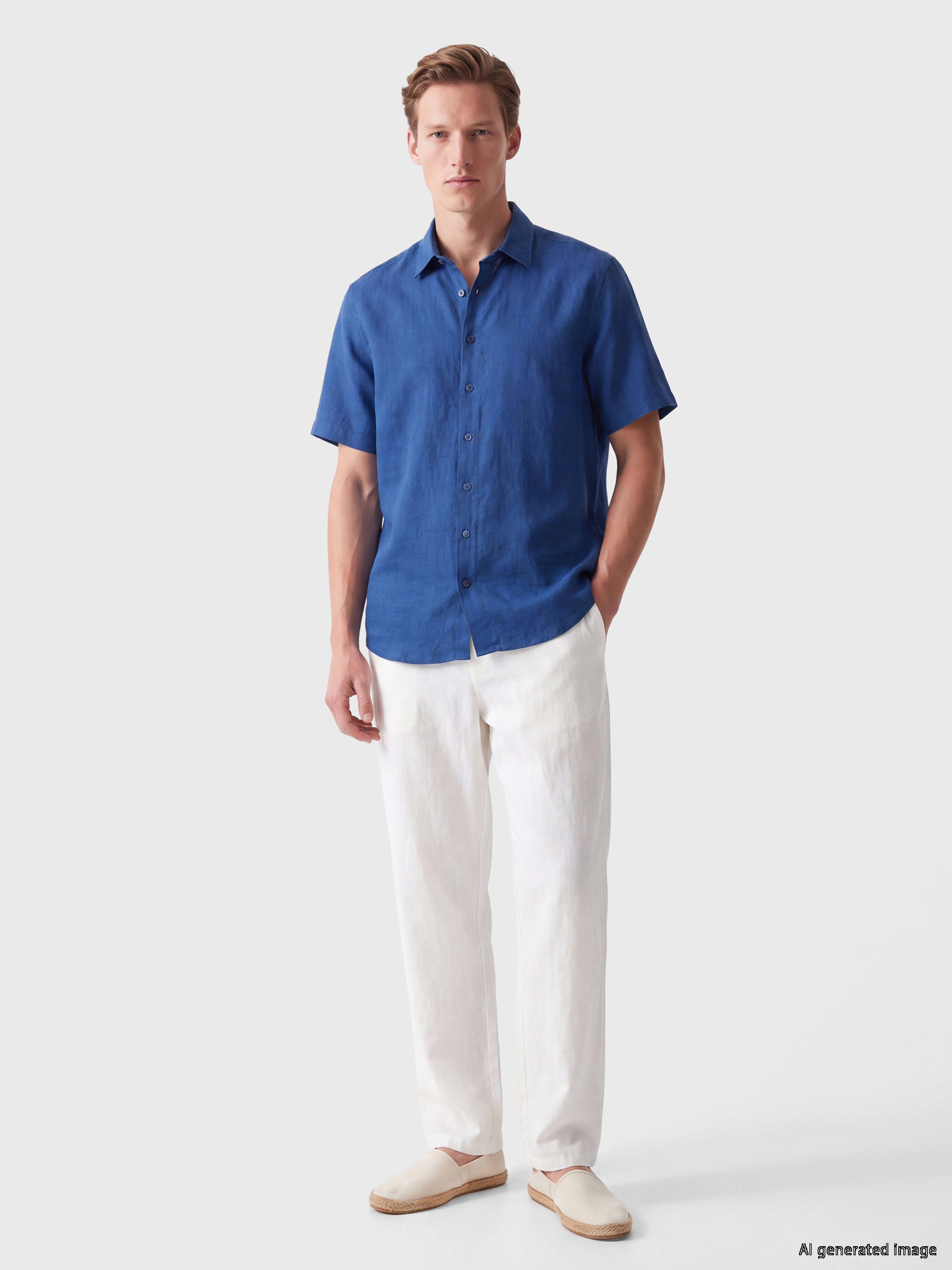 SOUTHBLUE Regular Fit %100 Keten Erkek Gömlek görsel 3