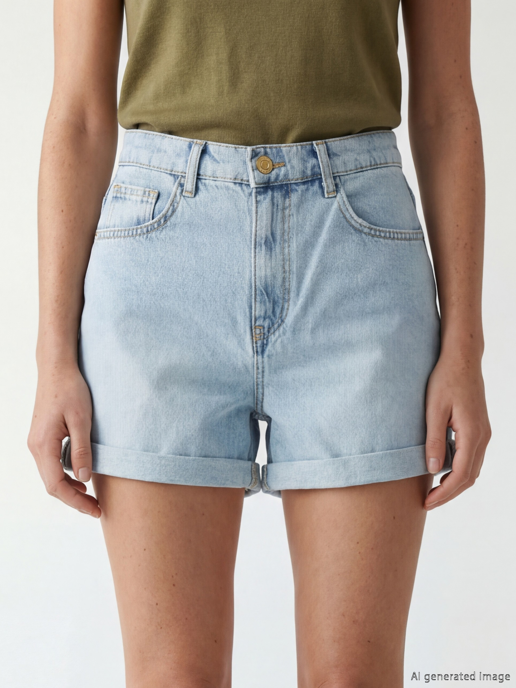 LCW Jeans Yüksek Bel Kadın Jean Şort görsel 3