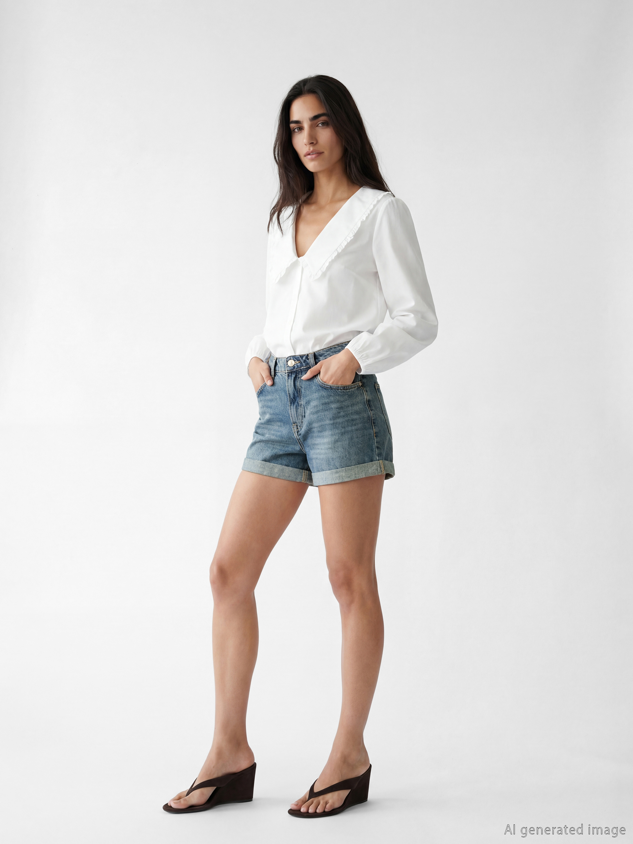 LCW Jeans Yüksek Bel Kadın Jean Şort görsel 7
