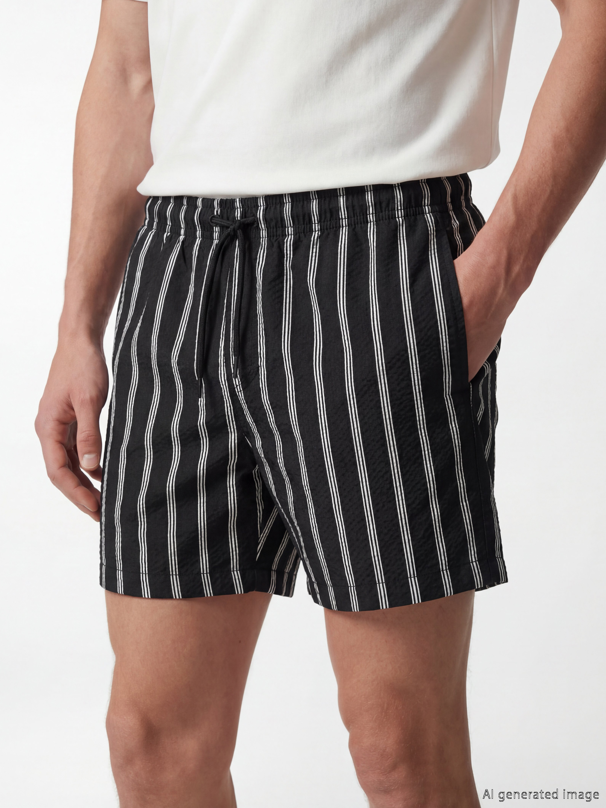 LCW SWIMWEAR Kısa Boy Çizgili Erkek Deniz Şortu görsel 3