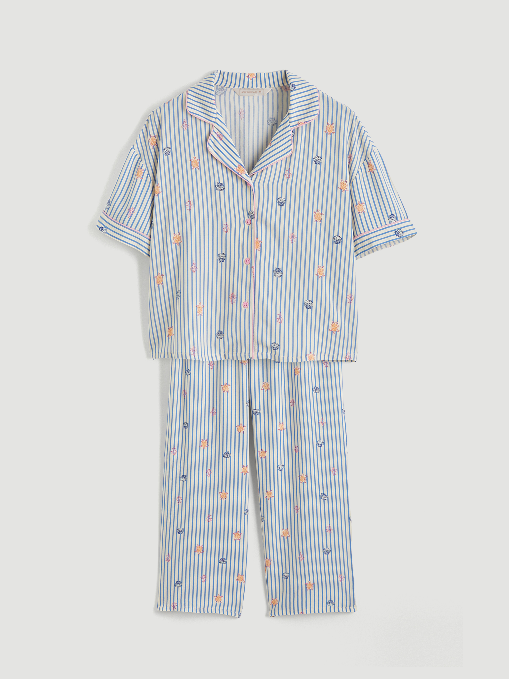 LCW DREAM Gömlek Yaka Desenli Kadın Pijama Takımı görsel 5