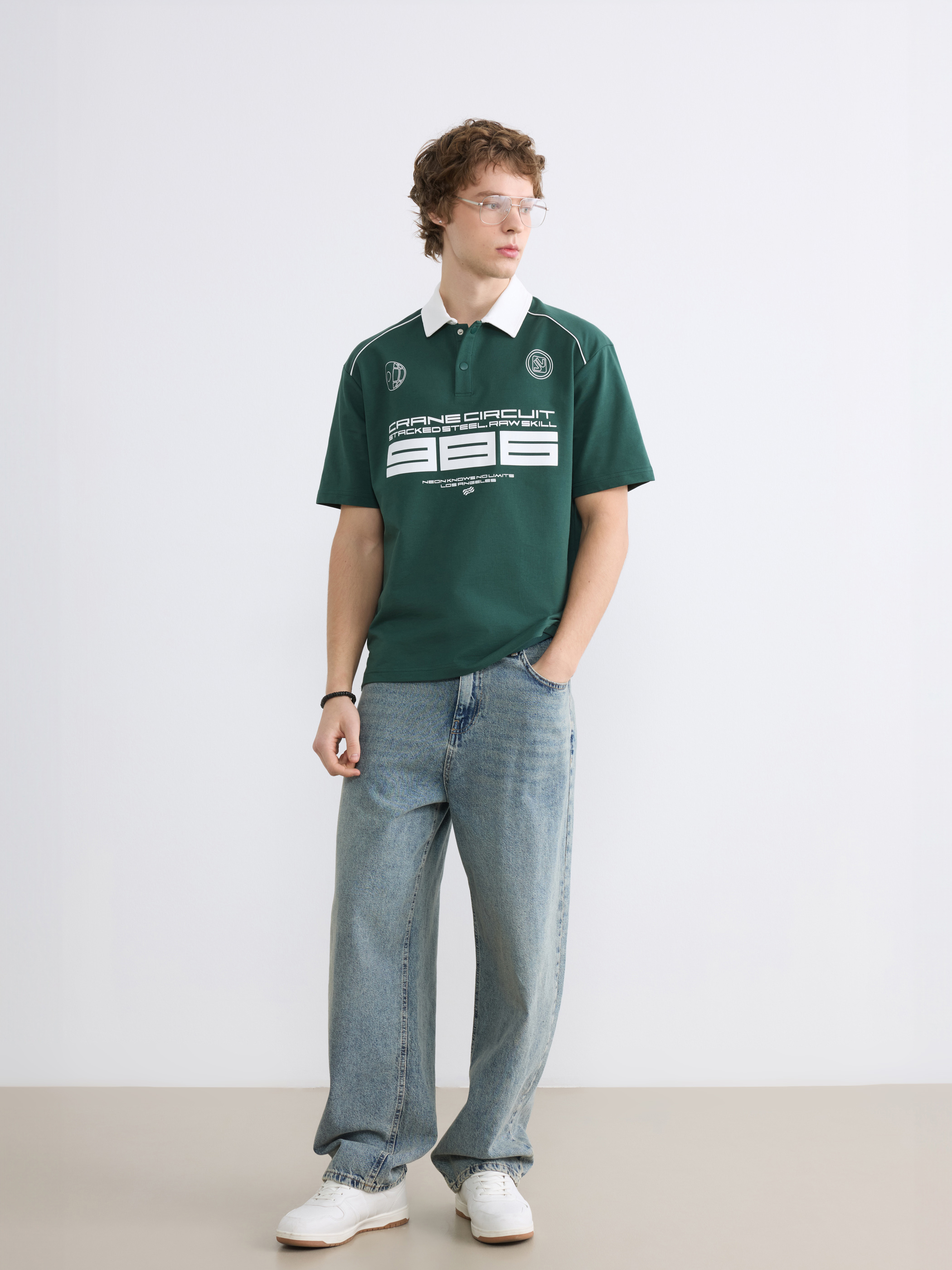 XSIDE Polo Yaka Baskılı Erkek Tişört görsel 2