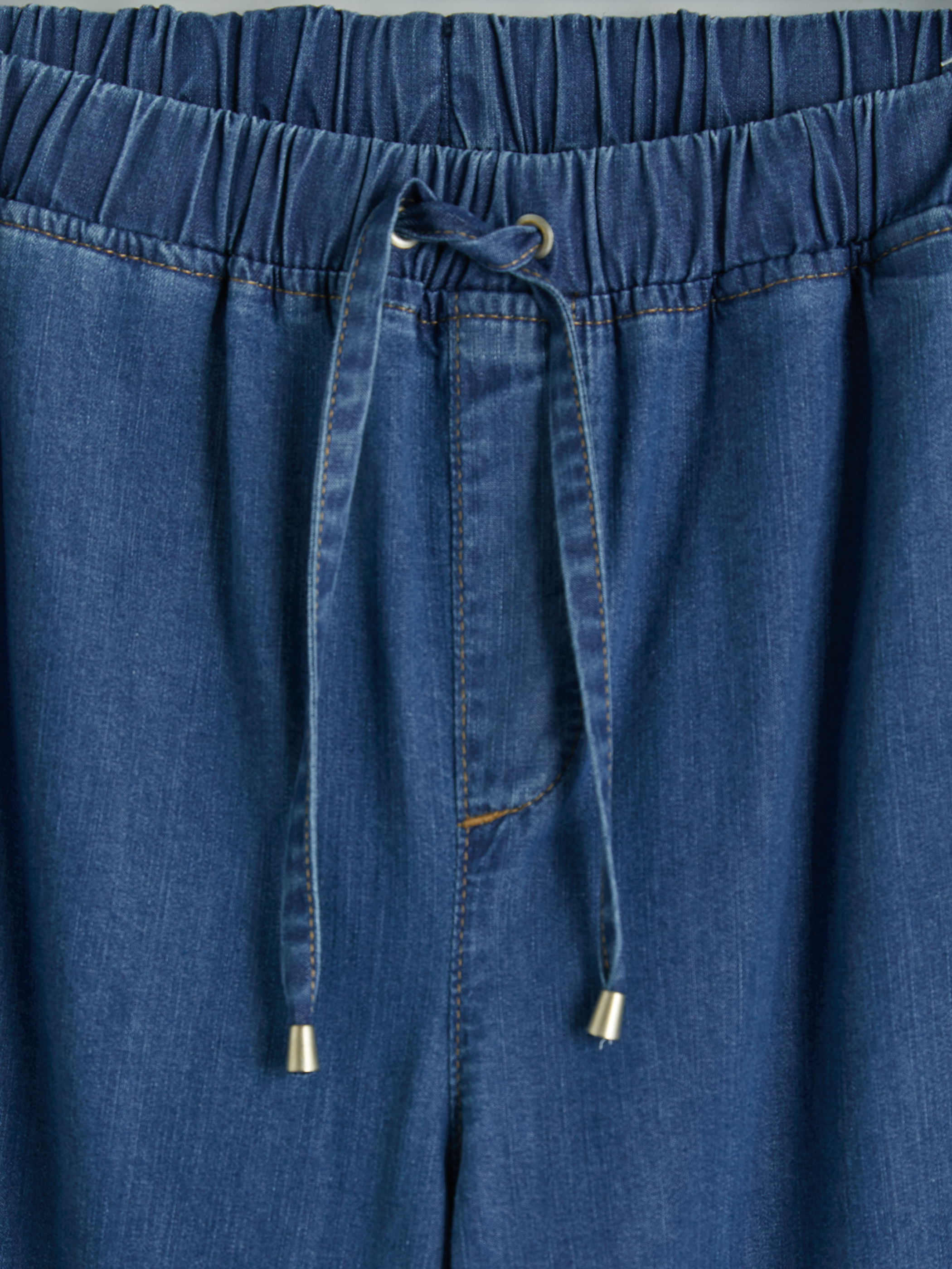 LCW Modest Beli Lastikli Wideleg Kadın Jean Pantolon görsel 7