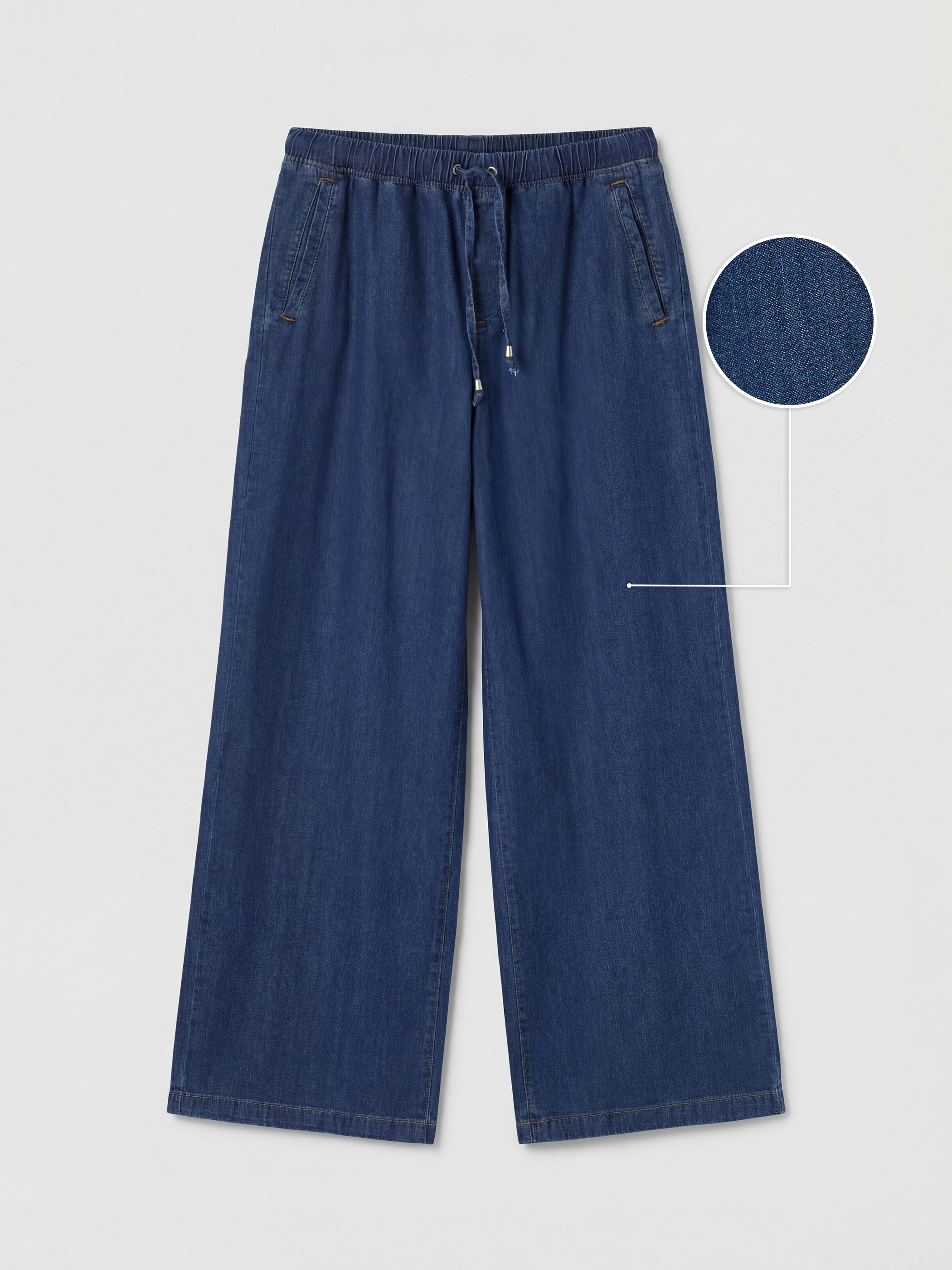 LCW Modest Beli Lastikli Wideleg Kadın Jean Pantolon görsel 5