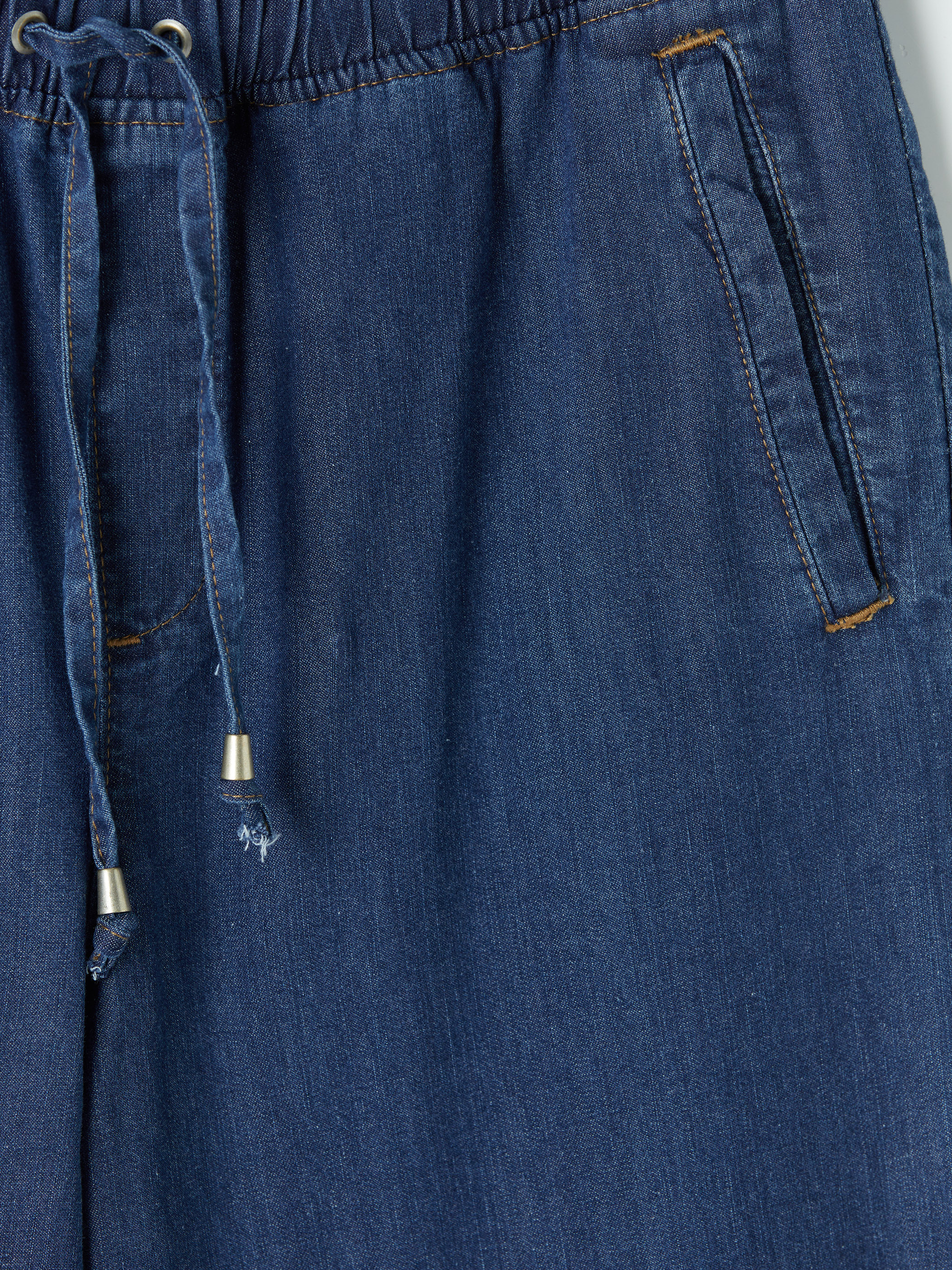 LCW Modest Beli Lastikli Wideleg Kadın Jean Pantolon görsel 7