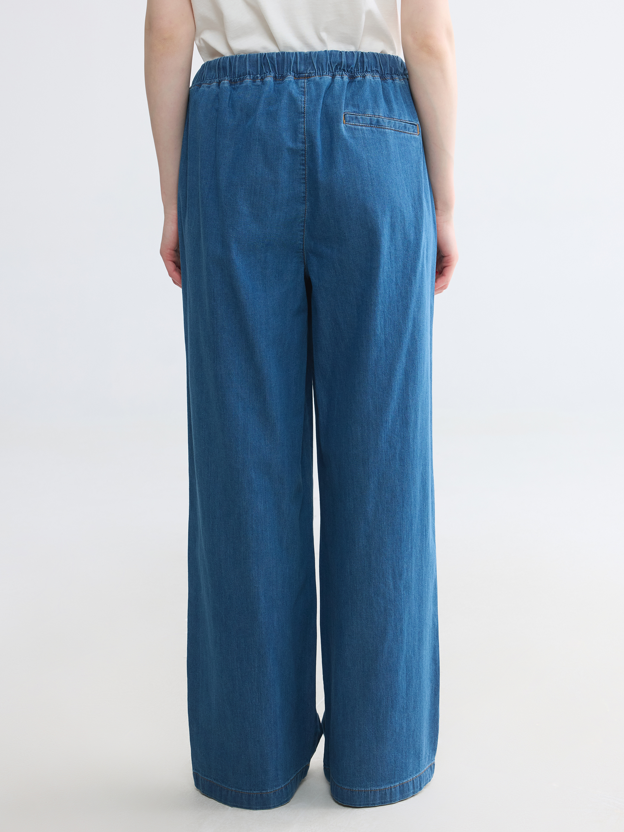 LCW Modest Beli Lastikli Wideleg Kadın Jean Pantolon görsel 4