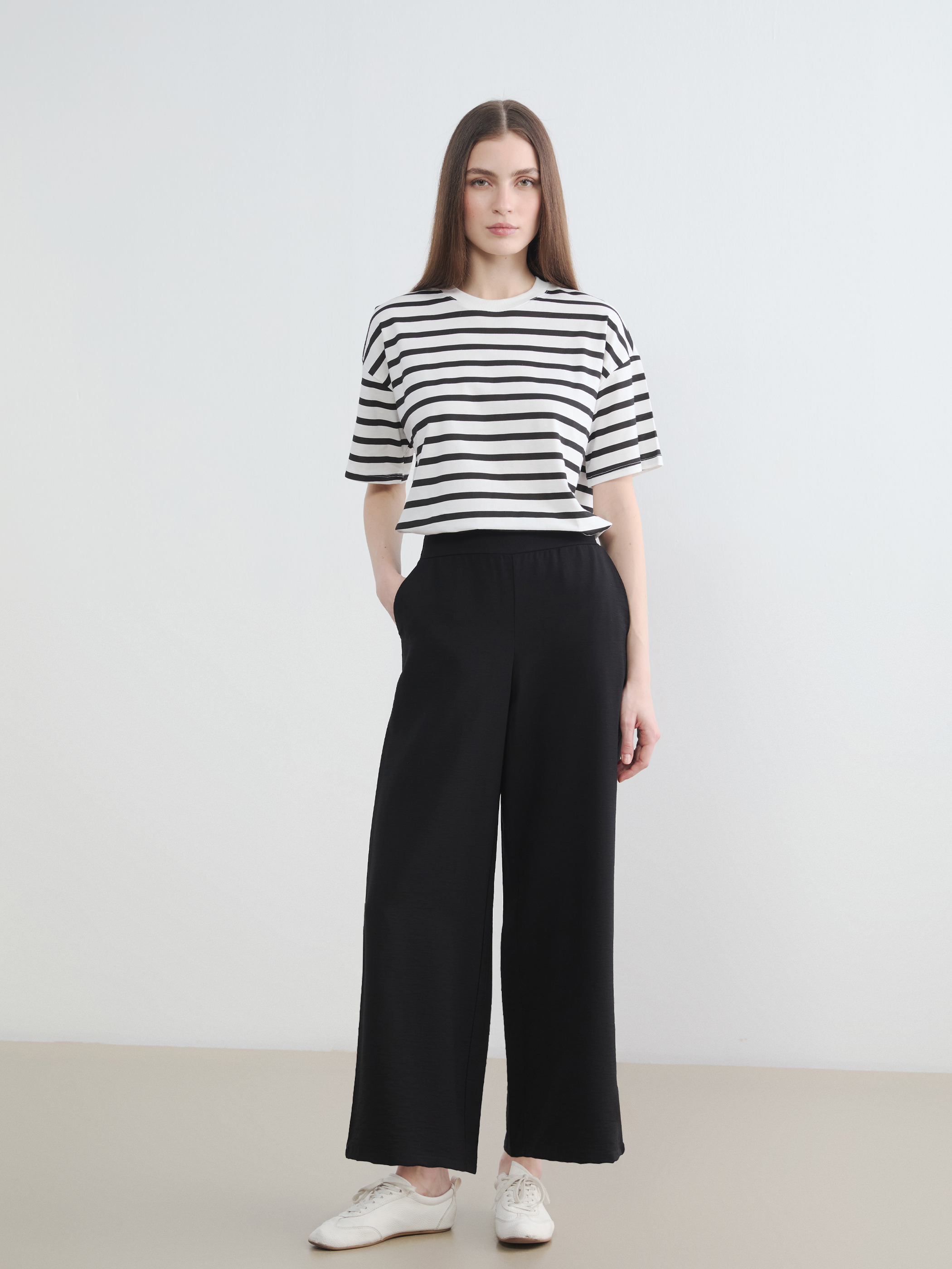LCW Modest Beli Lastikli Geniş Paça Kadın Pantolon