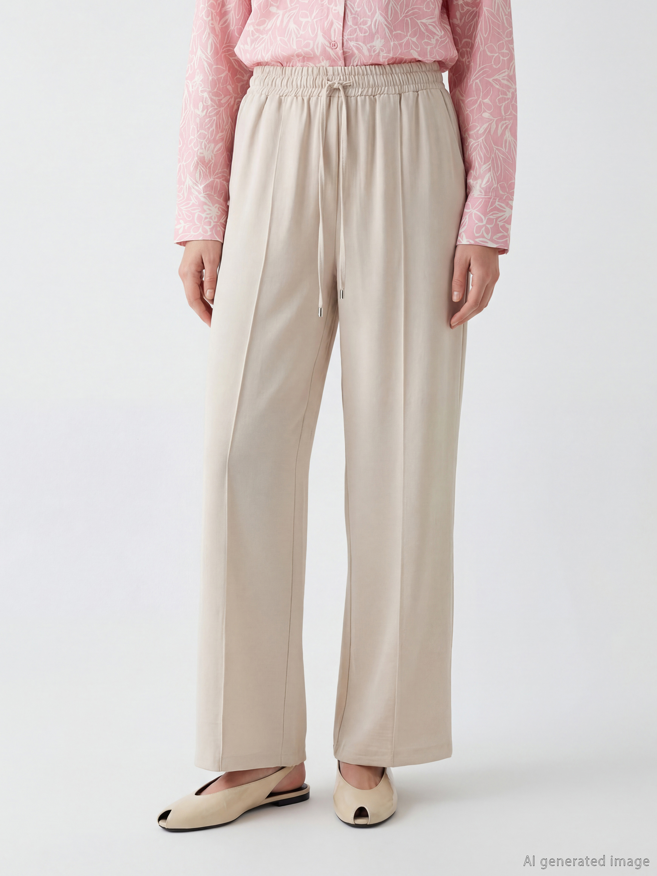 LCW Modest Beli Lastikli Geniş Paça Kadın Pantolon görsel 2