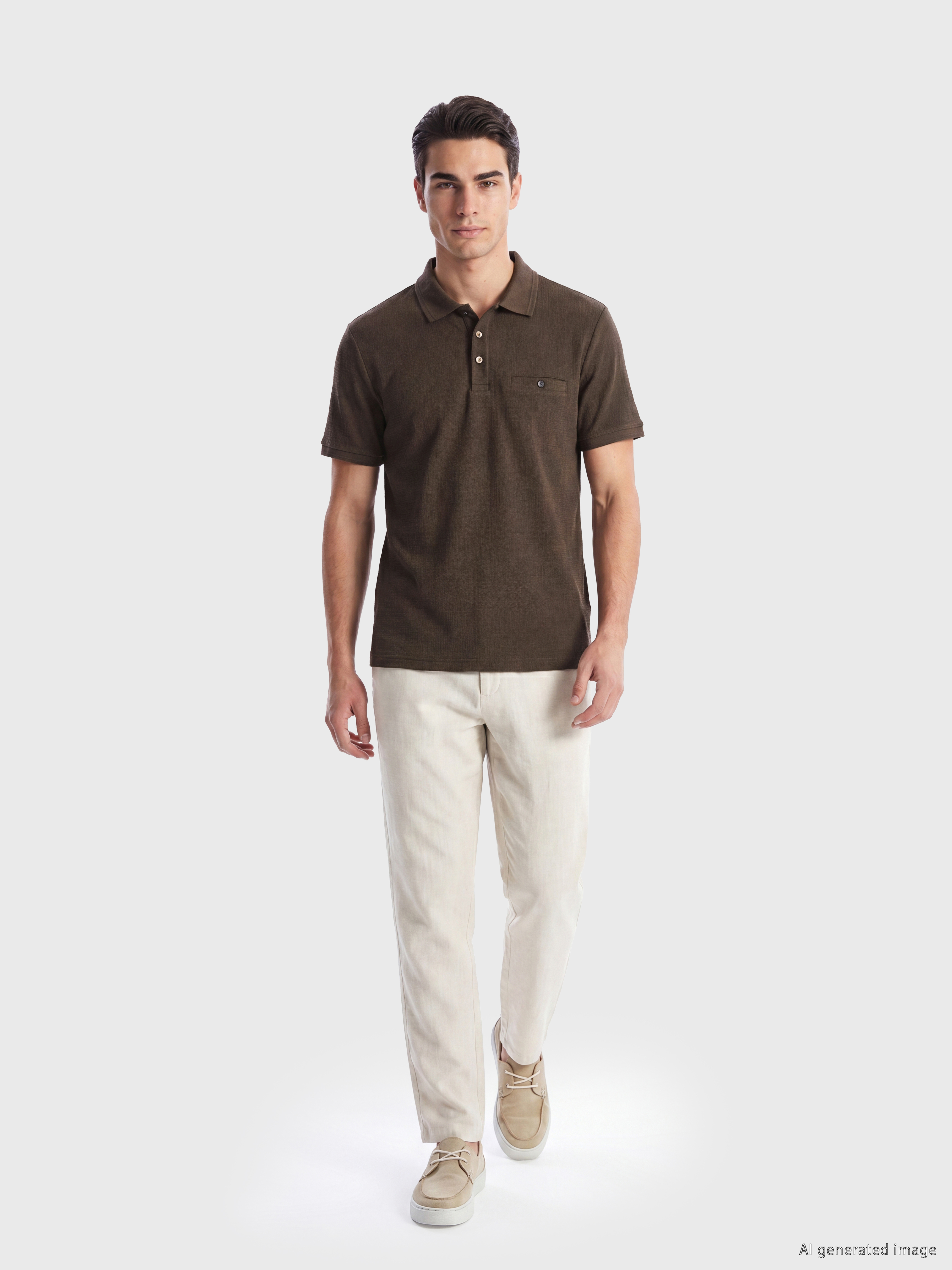 LCWAIKIKI Classic Standart Fit Polo Yaka Strüktürlü Erkek Tişört görsel 2