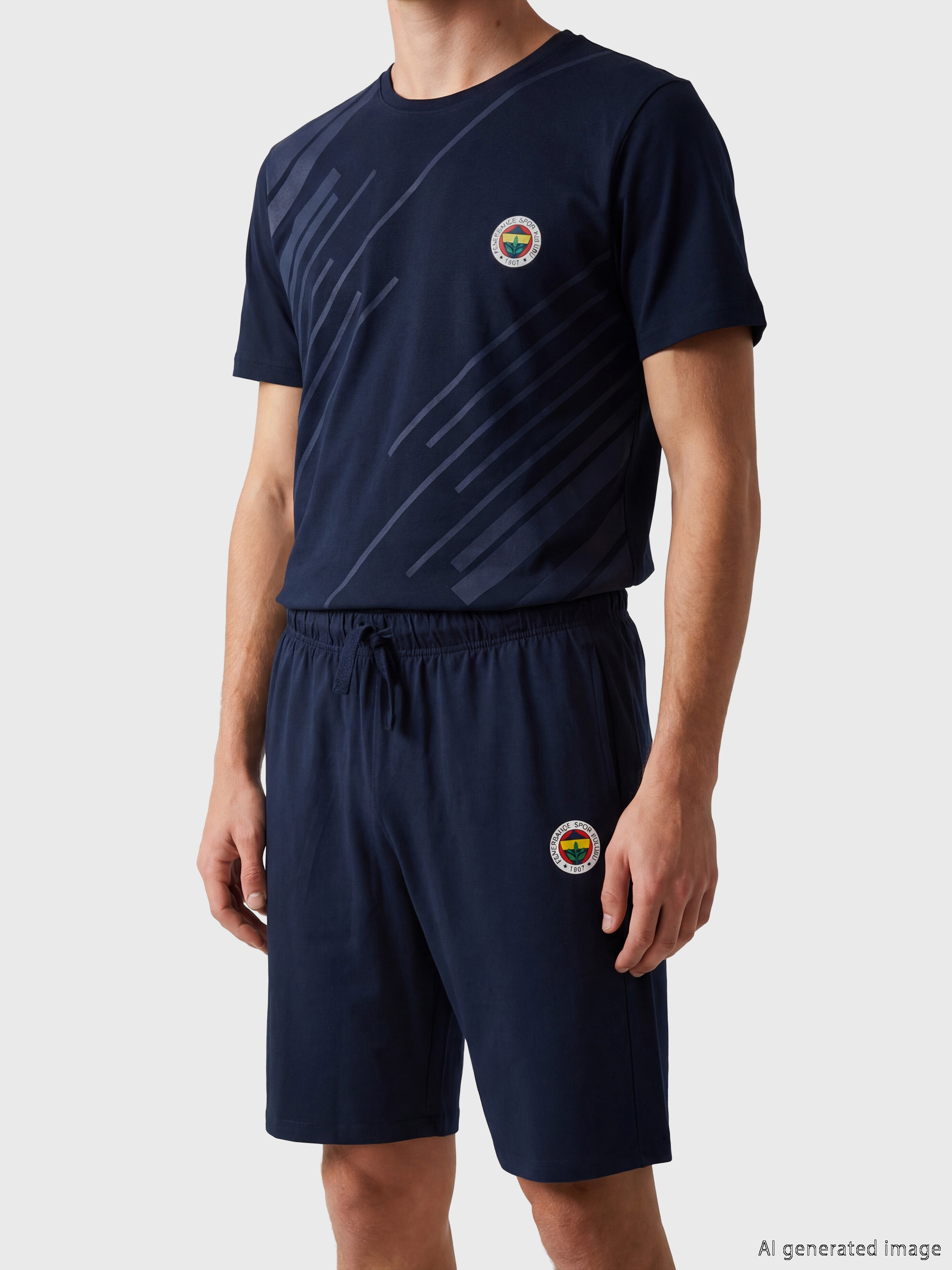 LC WAIKIKI Fenerbahçe Baskılı Erkek Şortlu Pijama Takımı görsel 3
