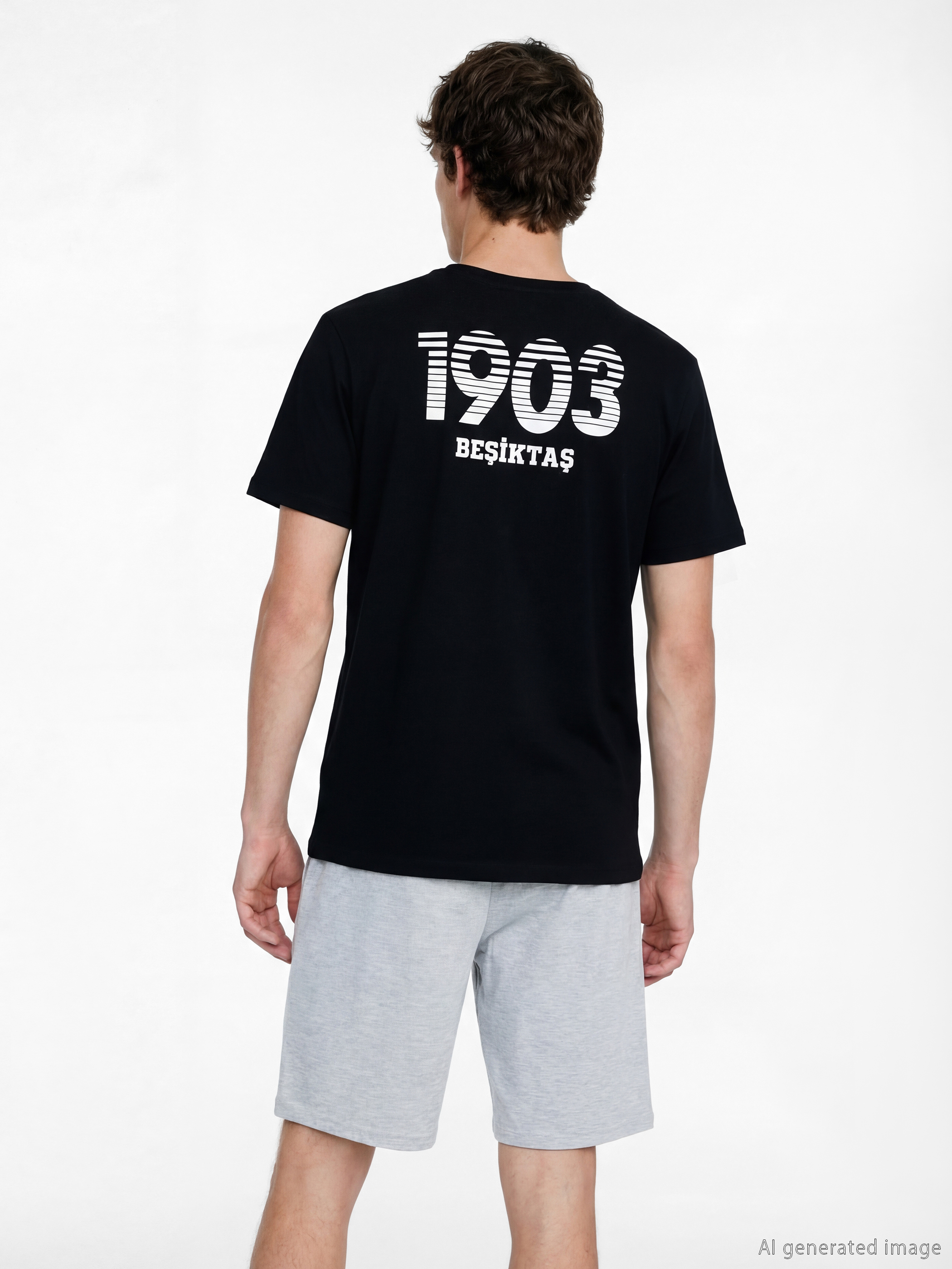 LC WAIKIKI Standart Kalıp Beşiktaş Baskılı Erkek Pijama Takımı görsel 4