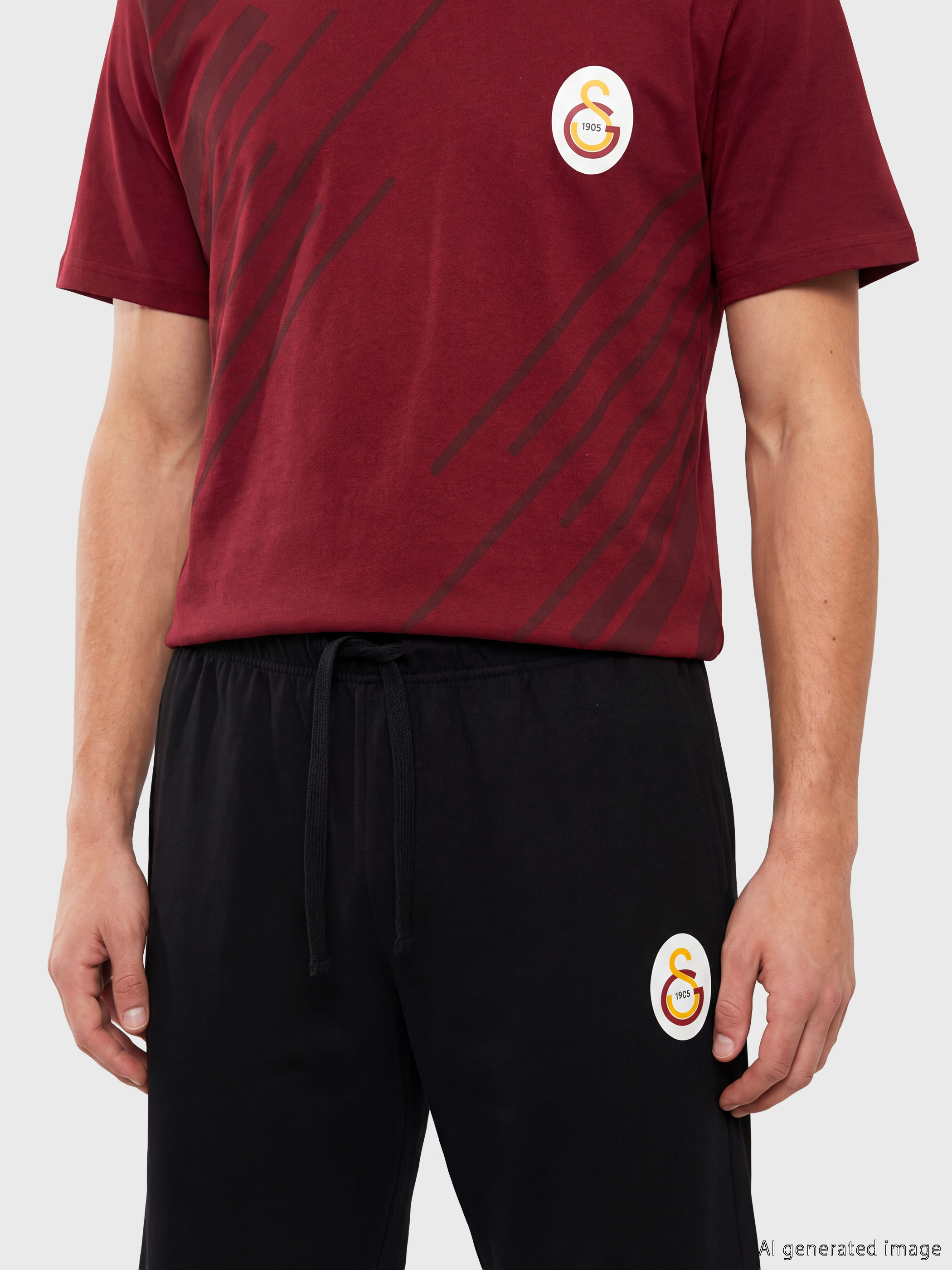 LC WAIKIKI Galatasaray Baskılı Erkek Şortlu Pijama Takımı görsel 3