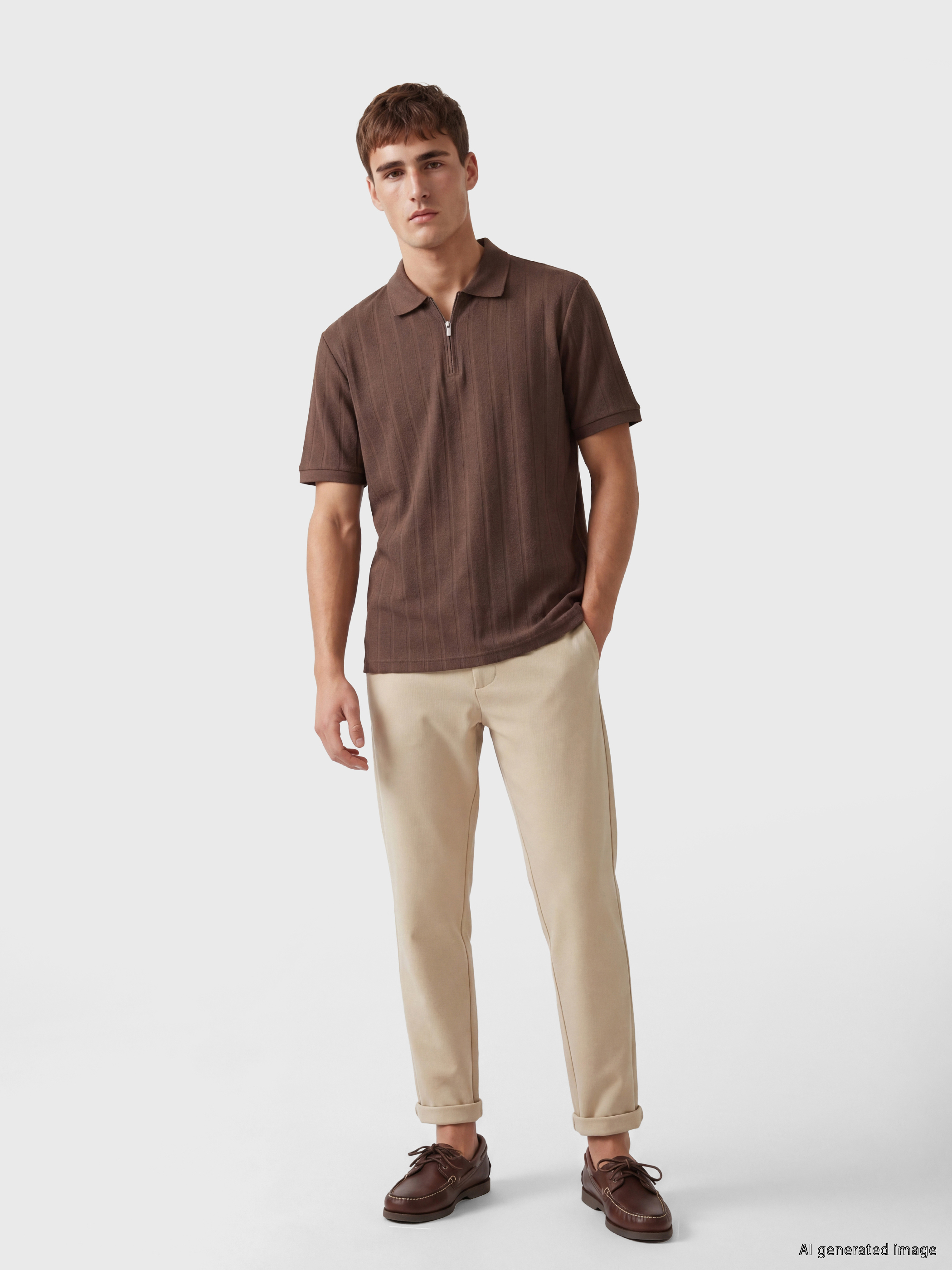 LCW Vision Polo Yaka Erkek Penye Tişört görsel 2