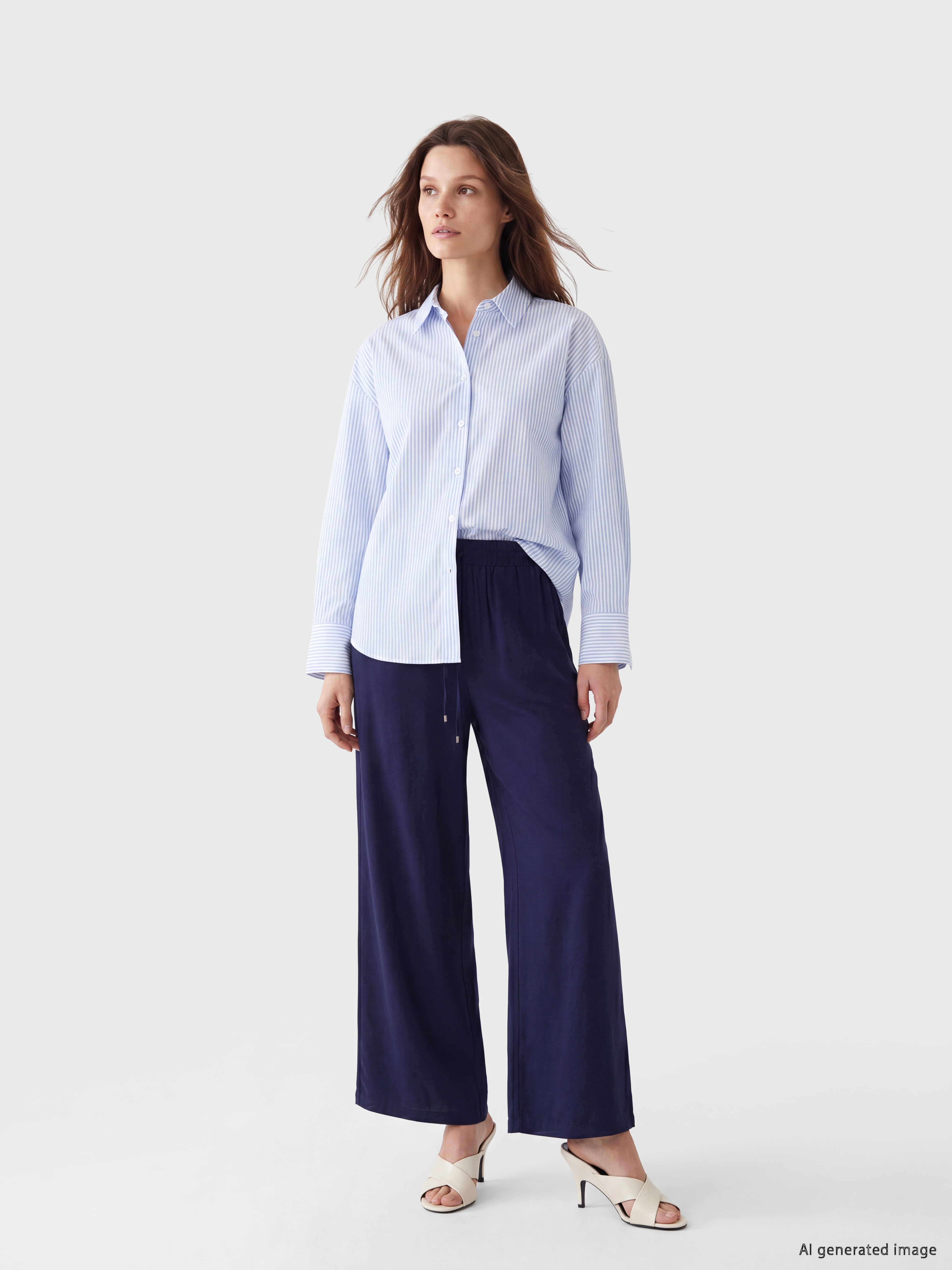 LCW Modest Beli Lastikli Geniş Paça Kadın Pantolon