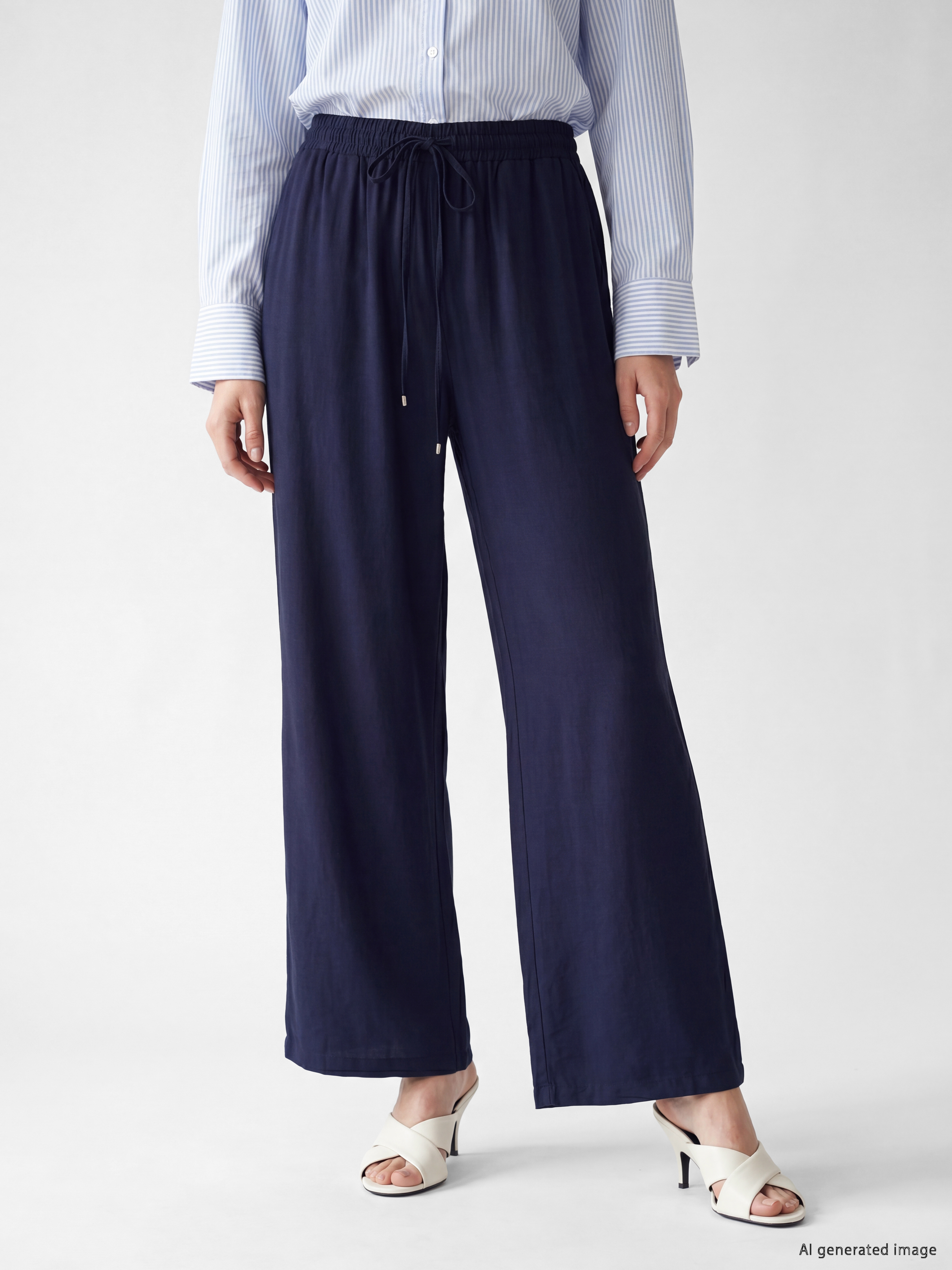 LCW Modest Beli Lastikli Geniş Paça Kadın Pantolon görsel 2
