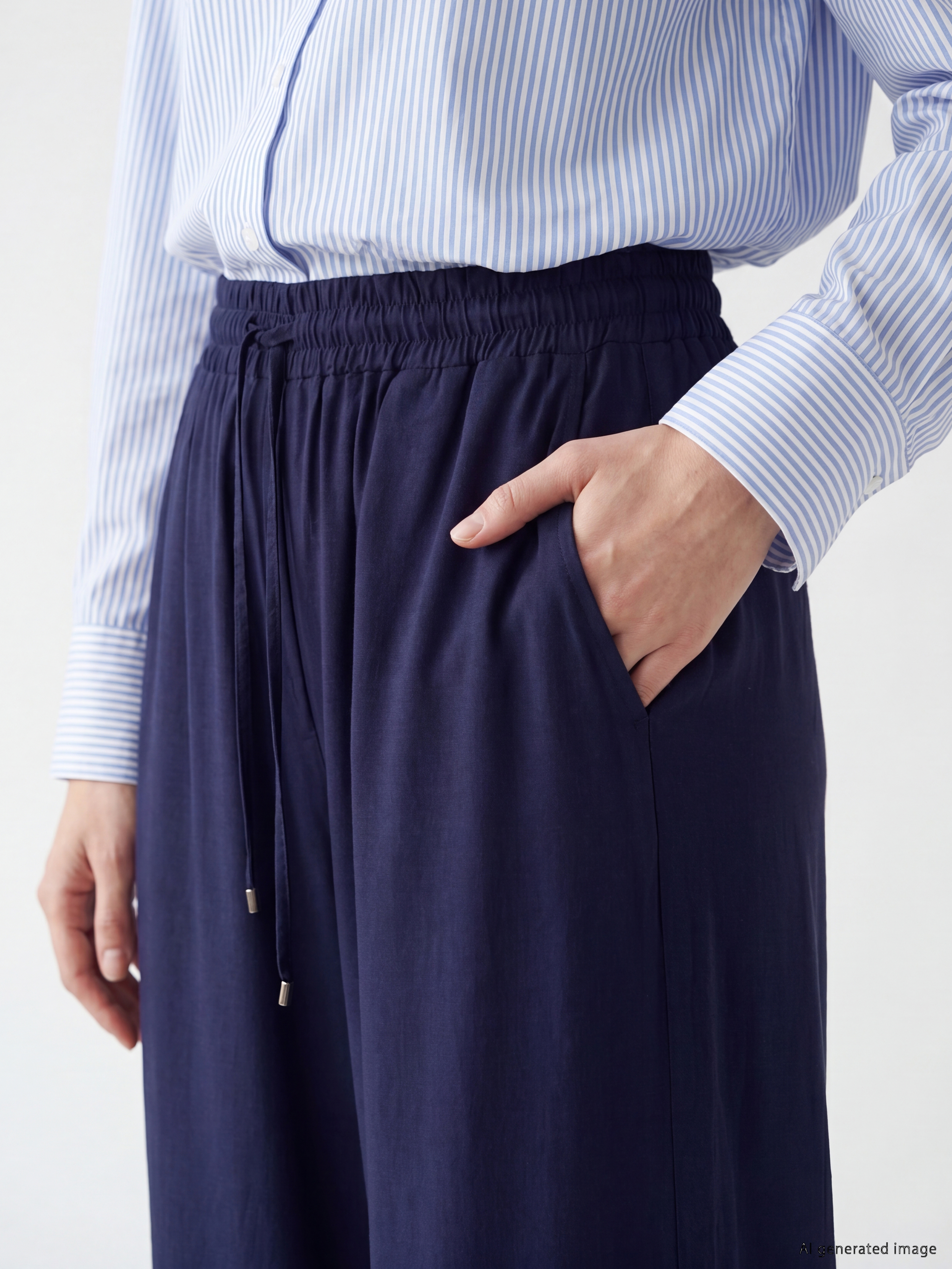 LCW Modest Beli Lastikli Geniş Paça Kadın Pantolon görsel 3