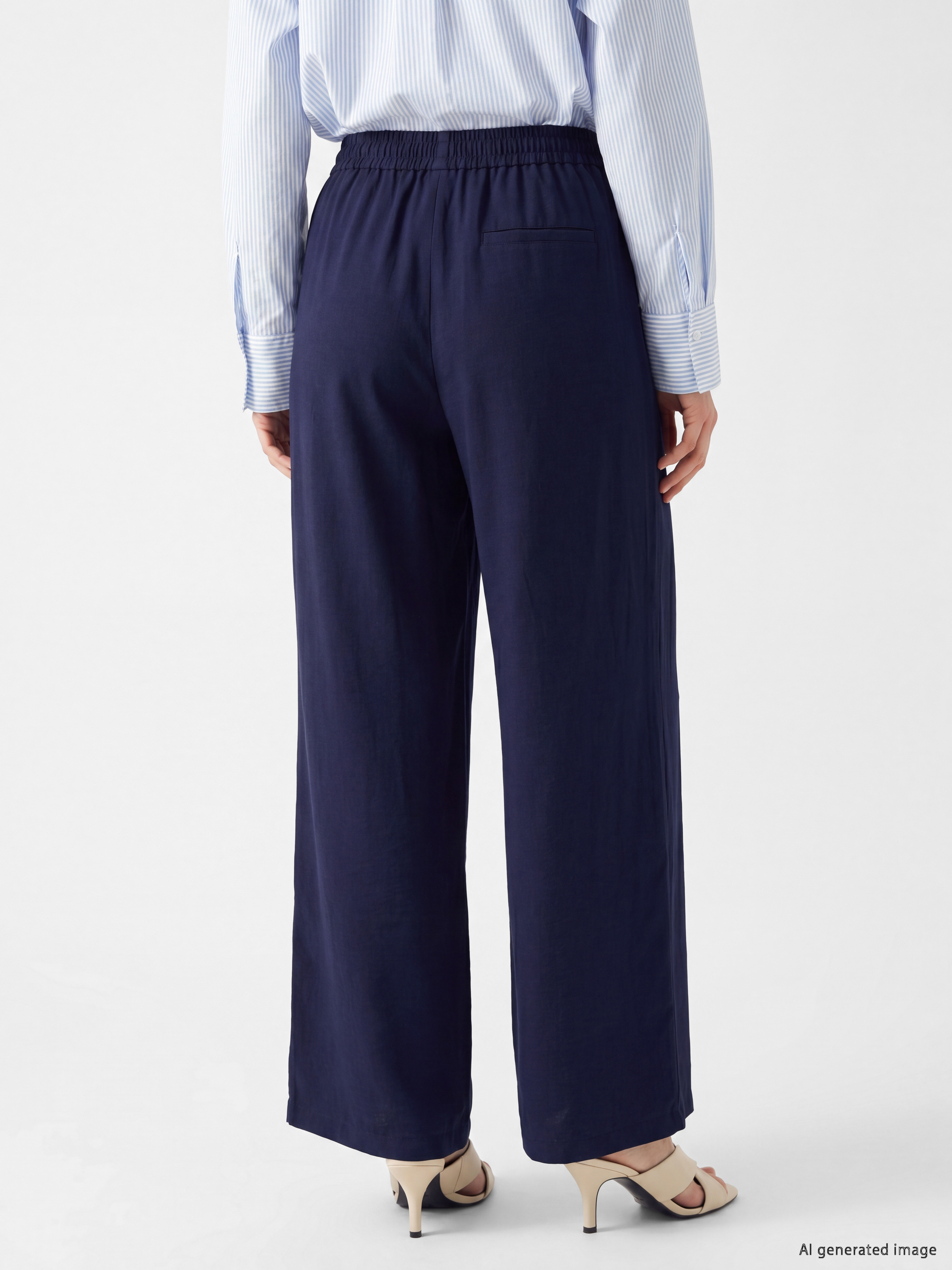 LCW Modest Beli Lastikli Geniş Paça Kadın Pantolon görsel 4