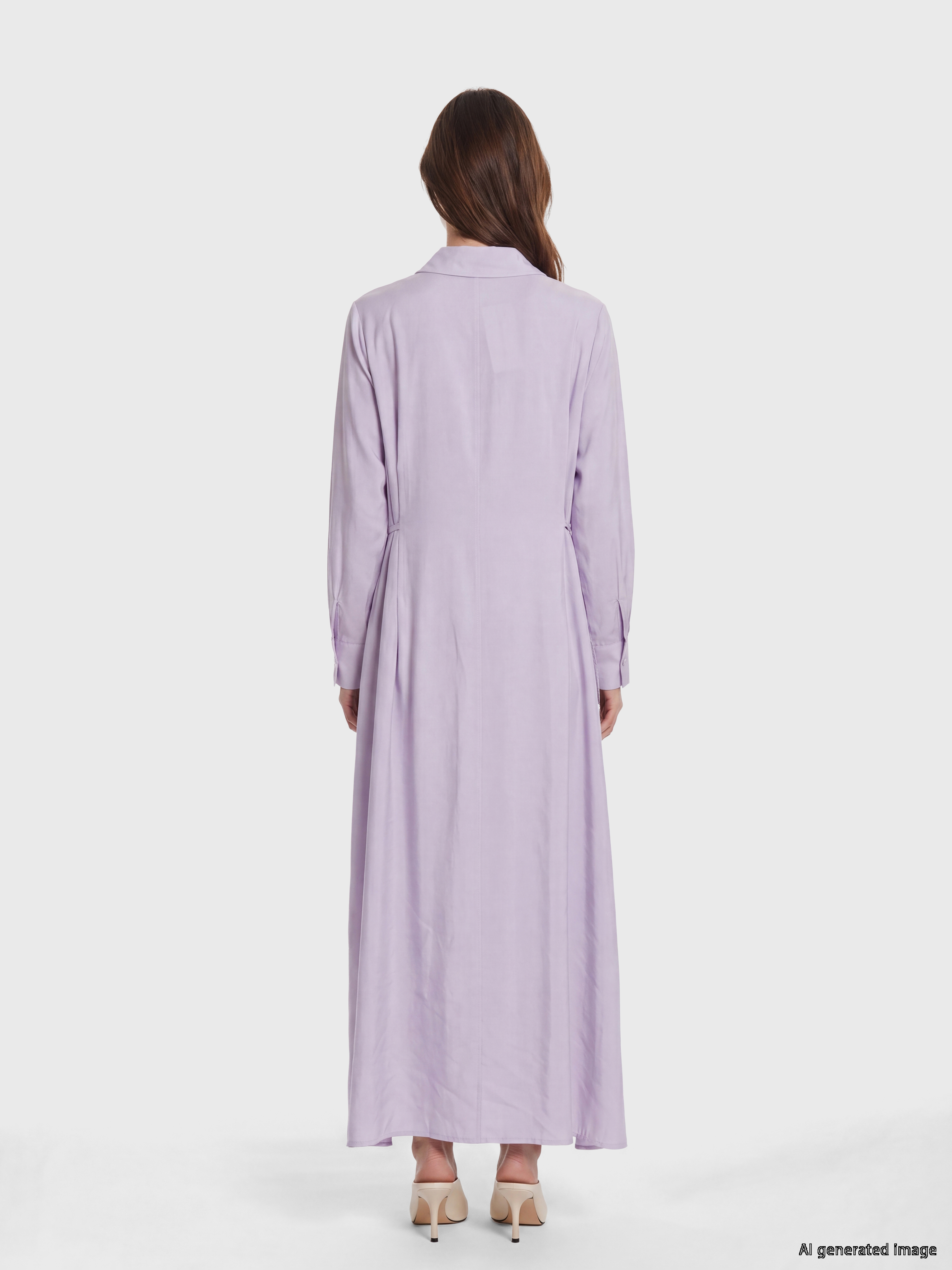 LCW Modest Beli Bağlamalı Modal Karışımlı Gömlek Elbise görsel 4