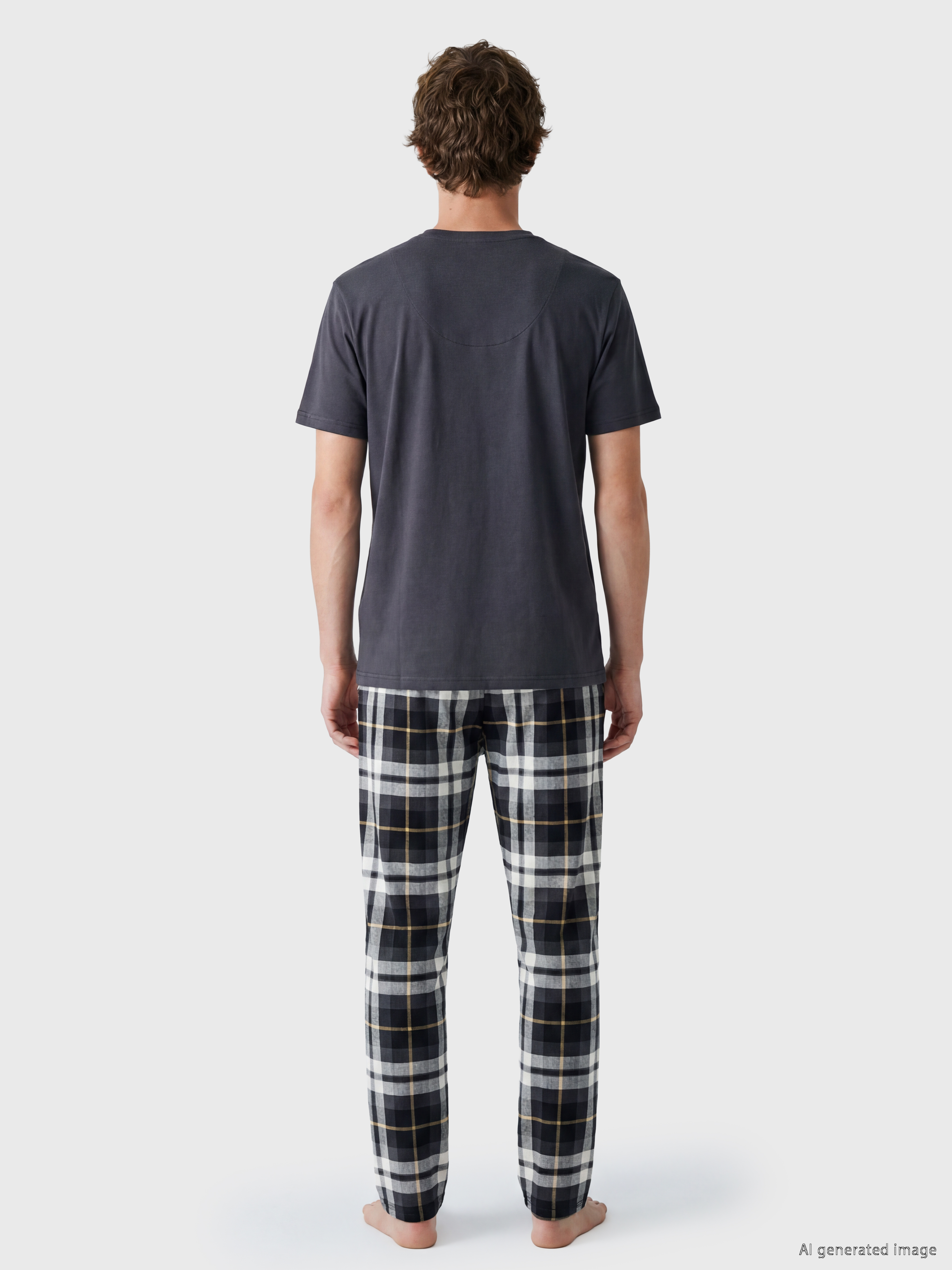 LC WAIKIKI Regular Fit Ekose Erkek Pijama Takım görsel 4