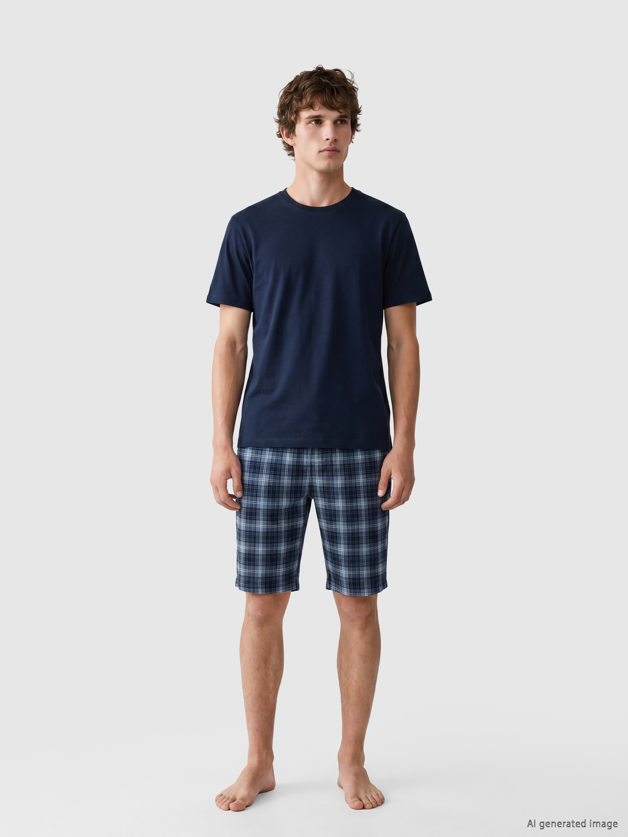 LC WAIKIKI Standart Kalıp Ekose Erkek Şortlu Pijama Takımı