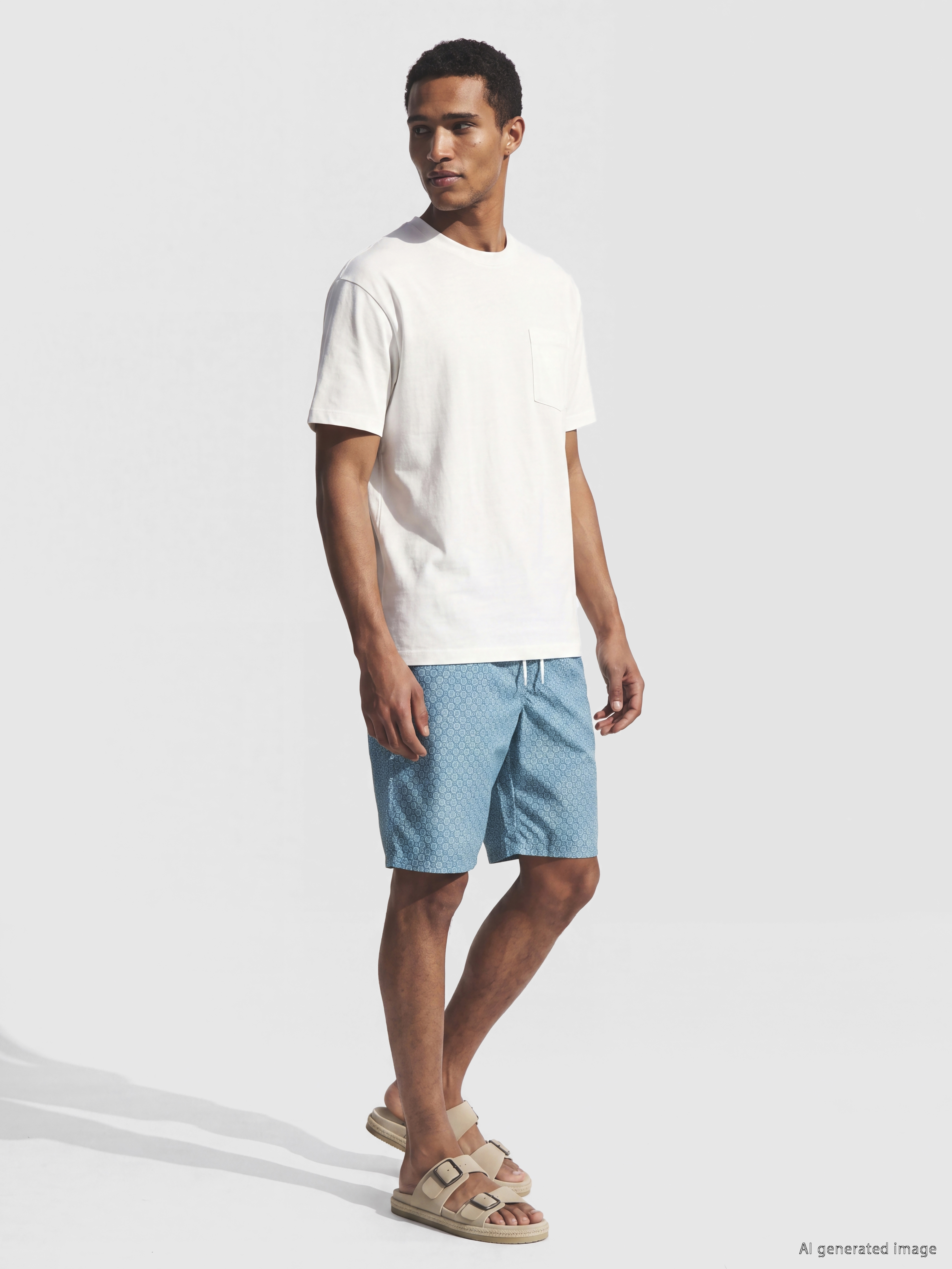 LCW SWIMWEAR Diz Altı Boy Desenli Erkek Deniz Şortu