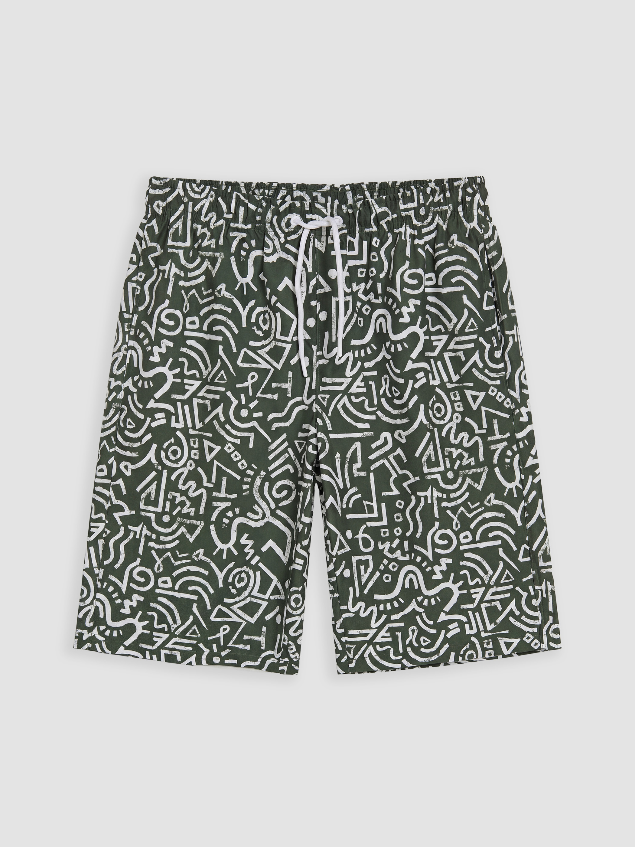 LCW SWIMWEAR Diz Altı Boy Desenli Erkek Deniz Şortu görsel 5