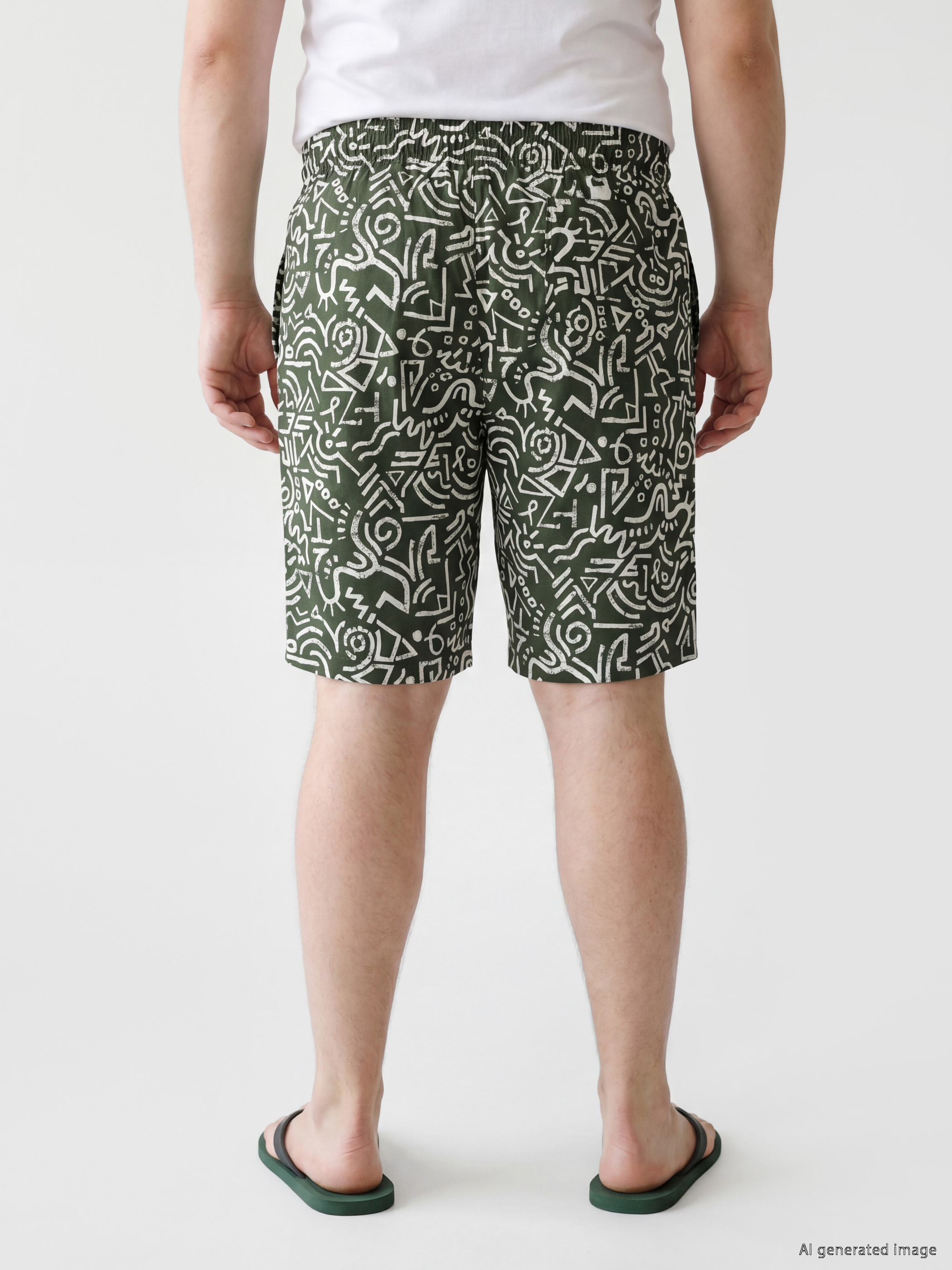 LCW SWIMWEAR Diz Altı Boy Desenli Erkek Deniz Şortu görsel 4