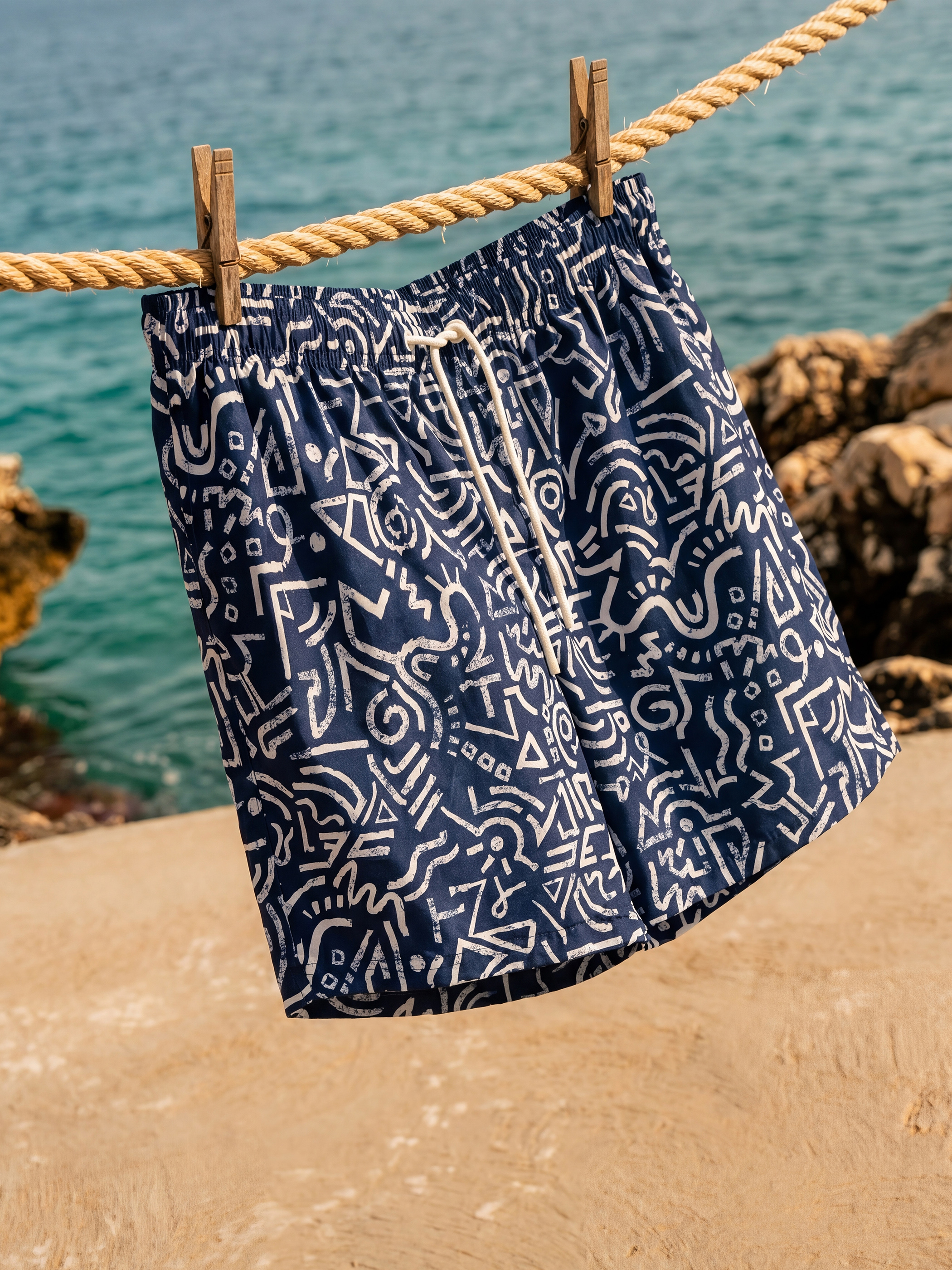 LCW SWIMWEAR Diz Altı Boy Desenli Erkek Deniz Şortu