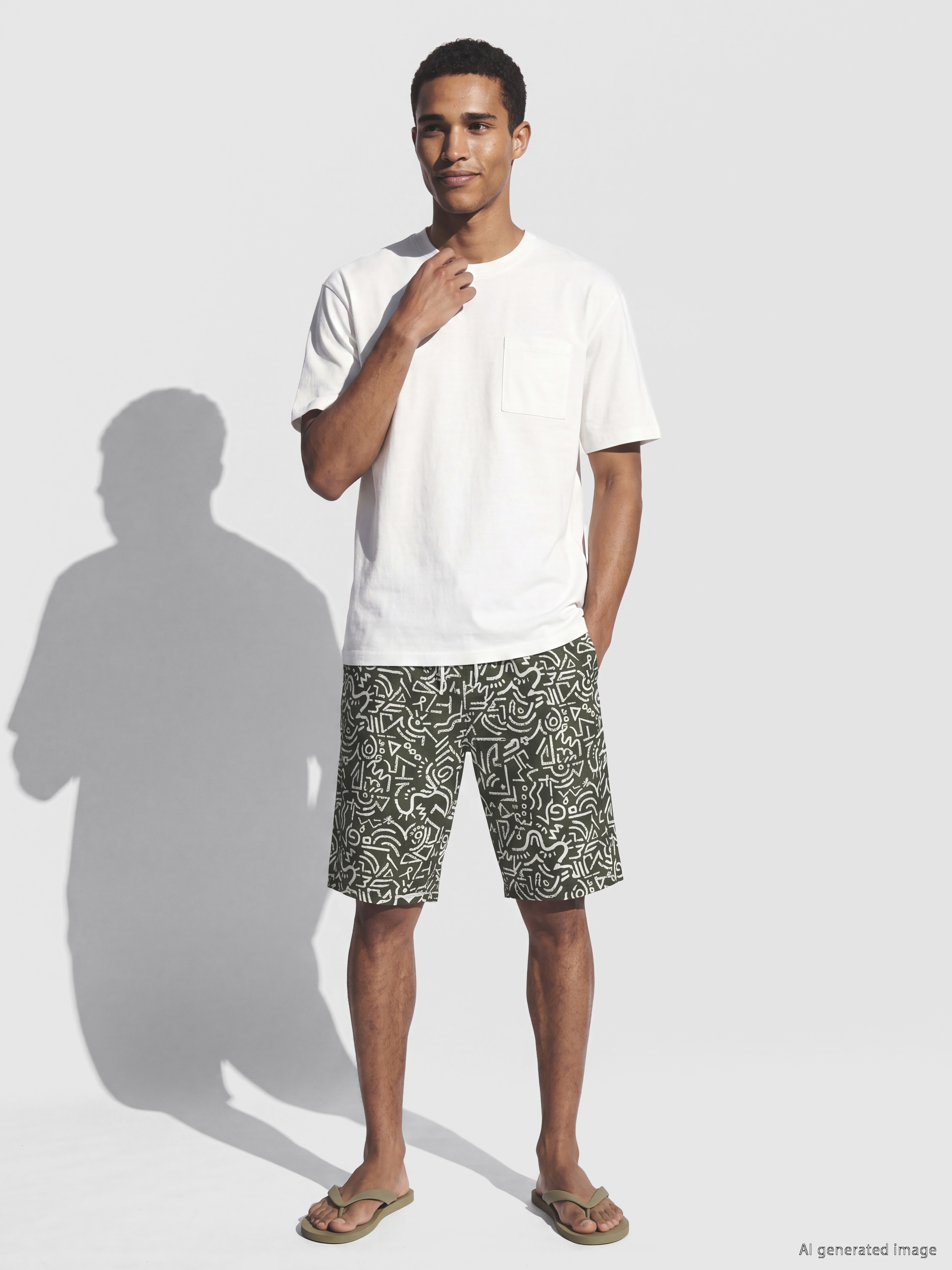 LCW SWIMWEAR Diz Altı Boy Desenli Erkek Deniz Şortu