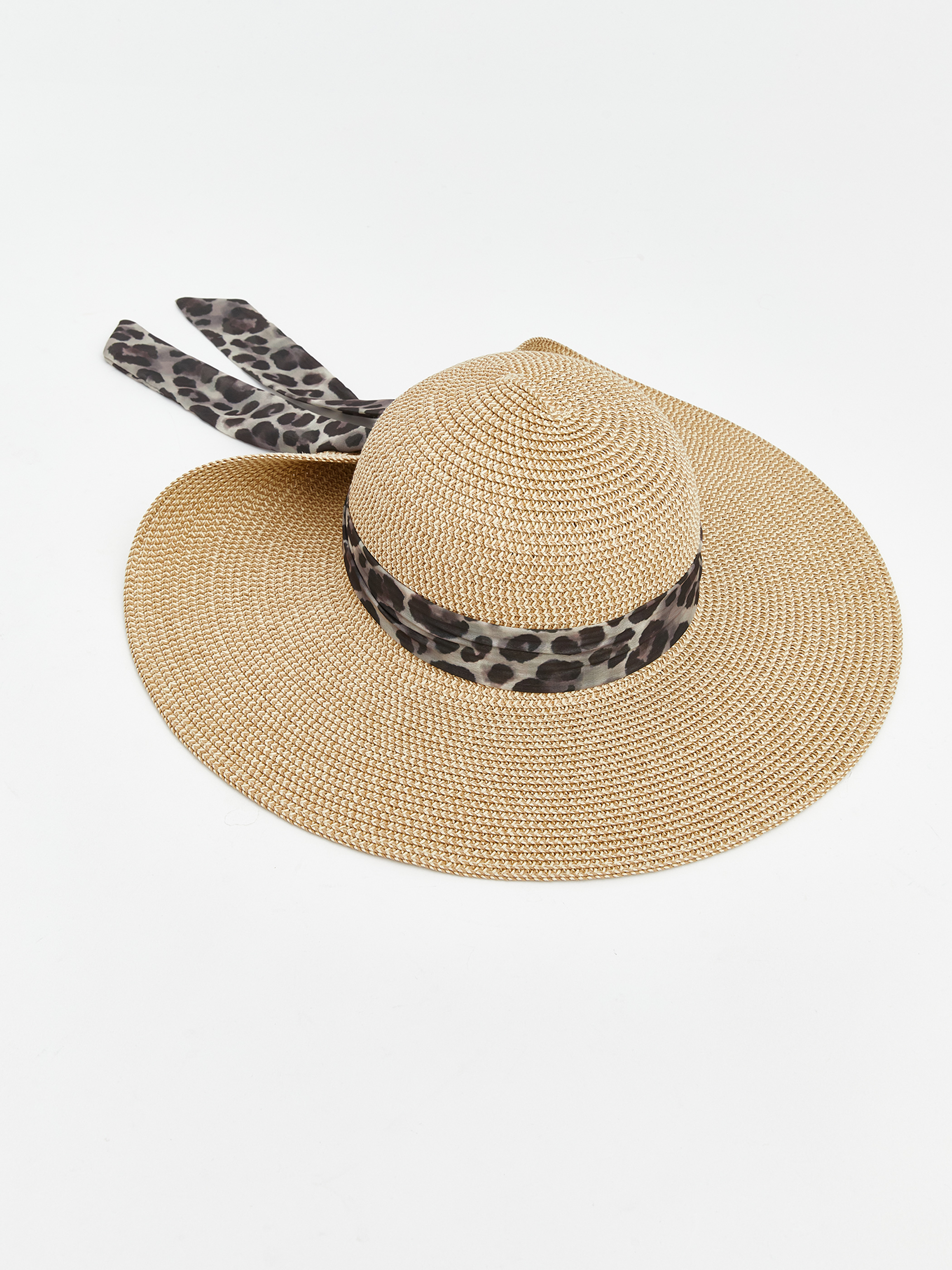 LCW ACCESSORIES Leopar Desenli Kadın Hasır Şapka görsel 3