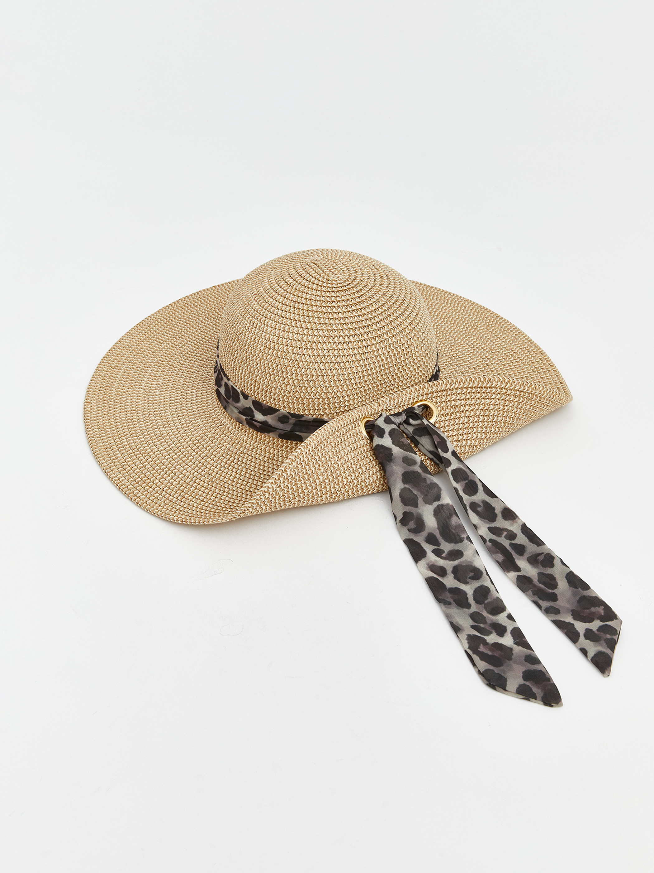LCW ACCESSORIES Leopar Desenli Kadın Hasır Şapka görsel 4