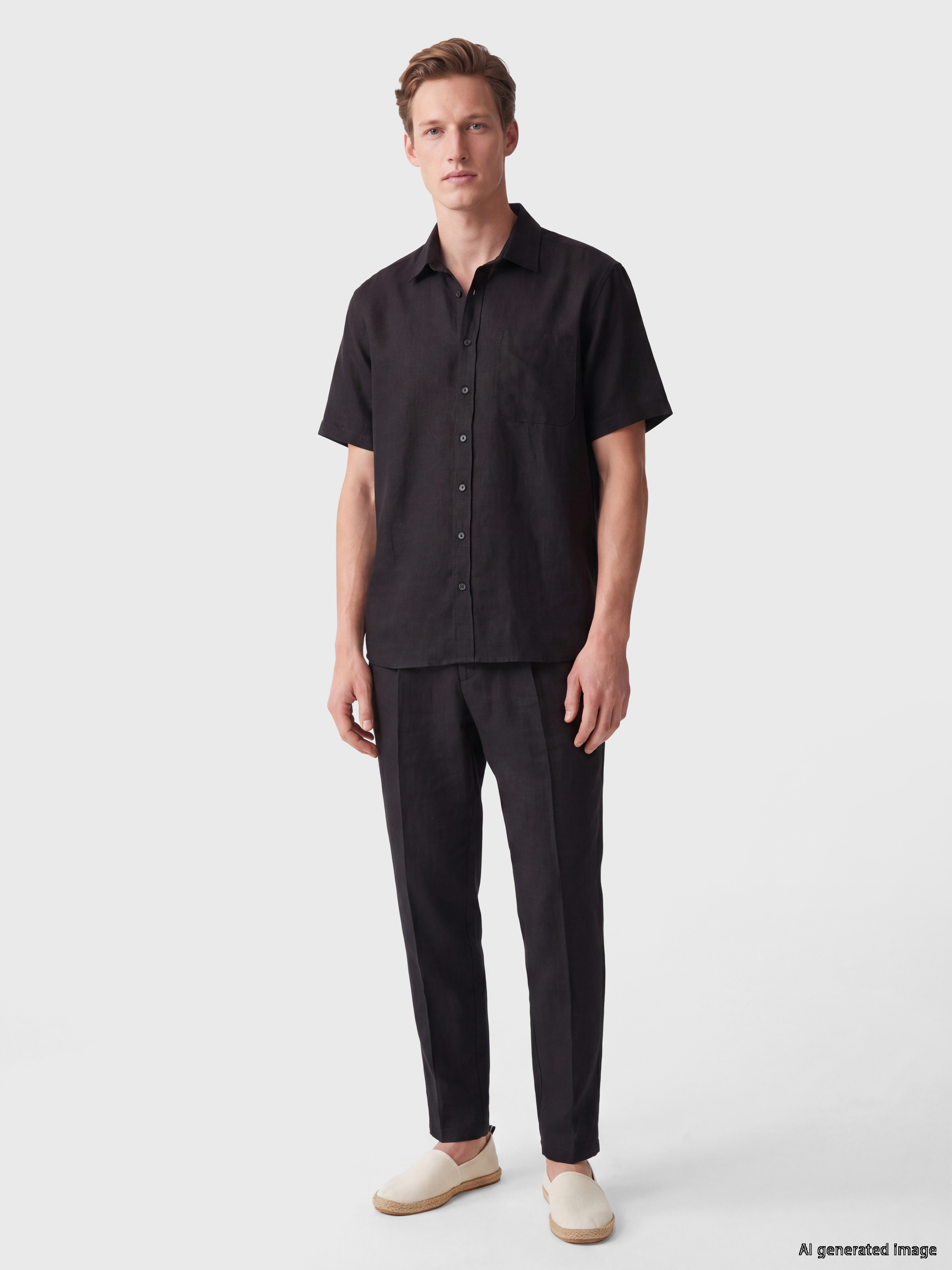 SOUTHBLUE Loose Fit %100 Keten Erkek Gömlek görsel 2