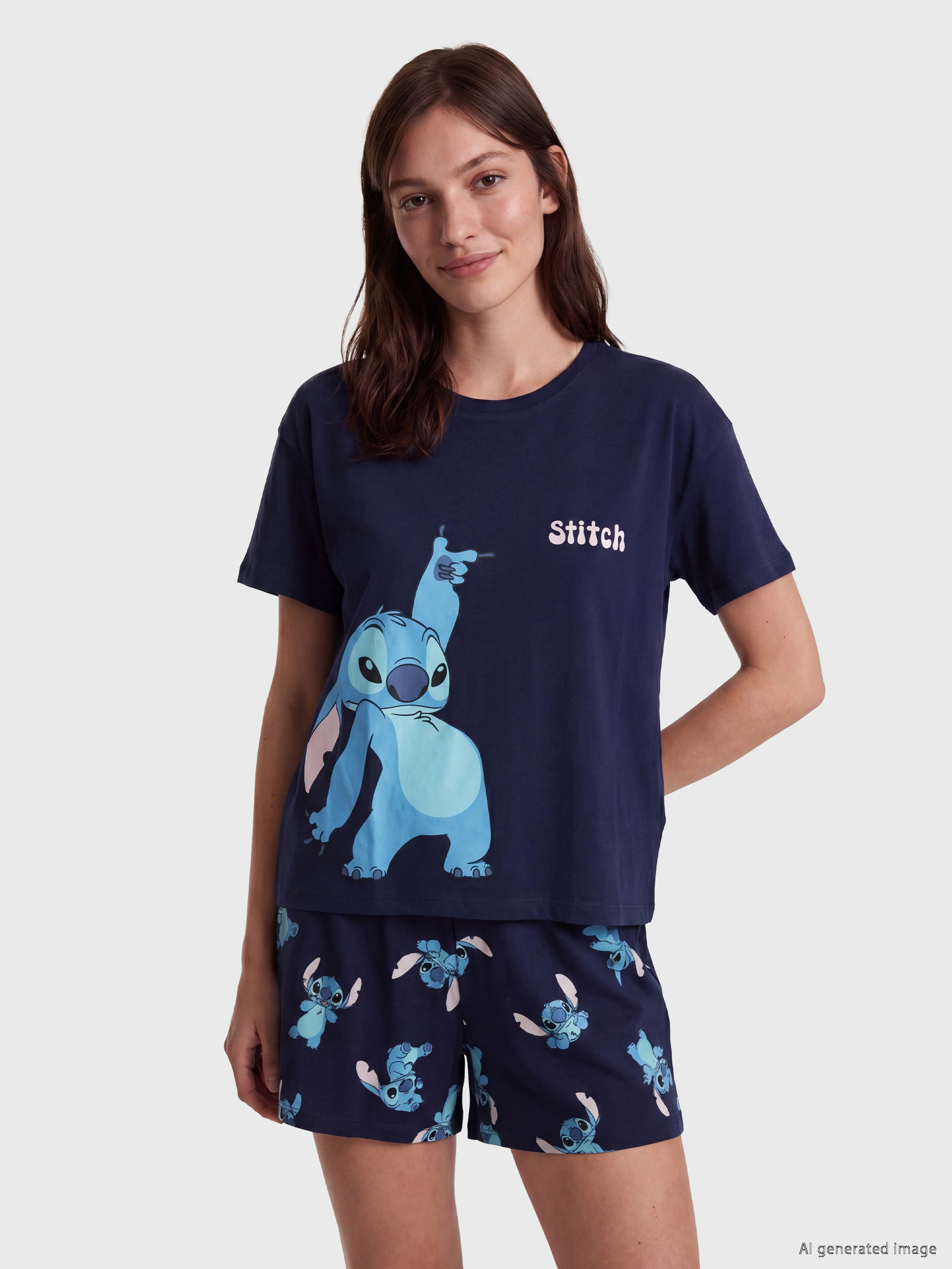 LCW Young Stitch Baskılı Kadın Şortlu Pijama Takımı görsel 2