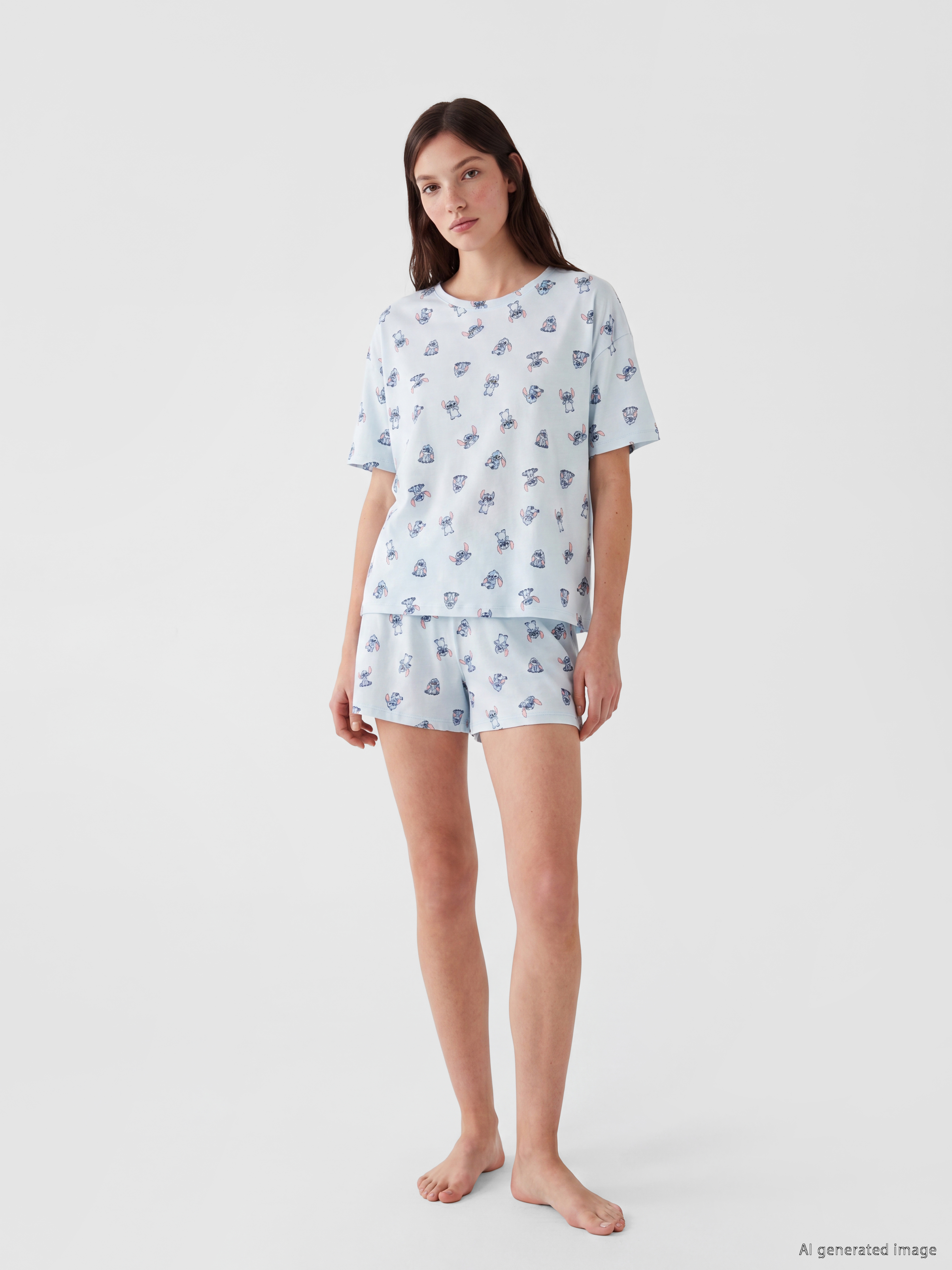 LCW Young Stitch Baskılı Kadın Şortlu Pijama Takımı