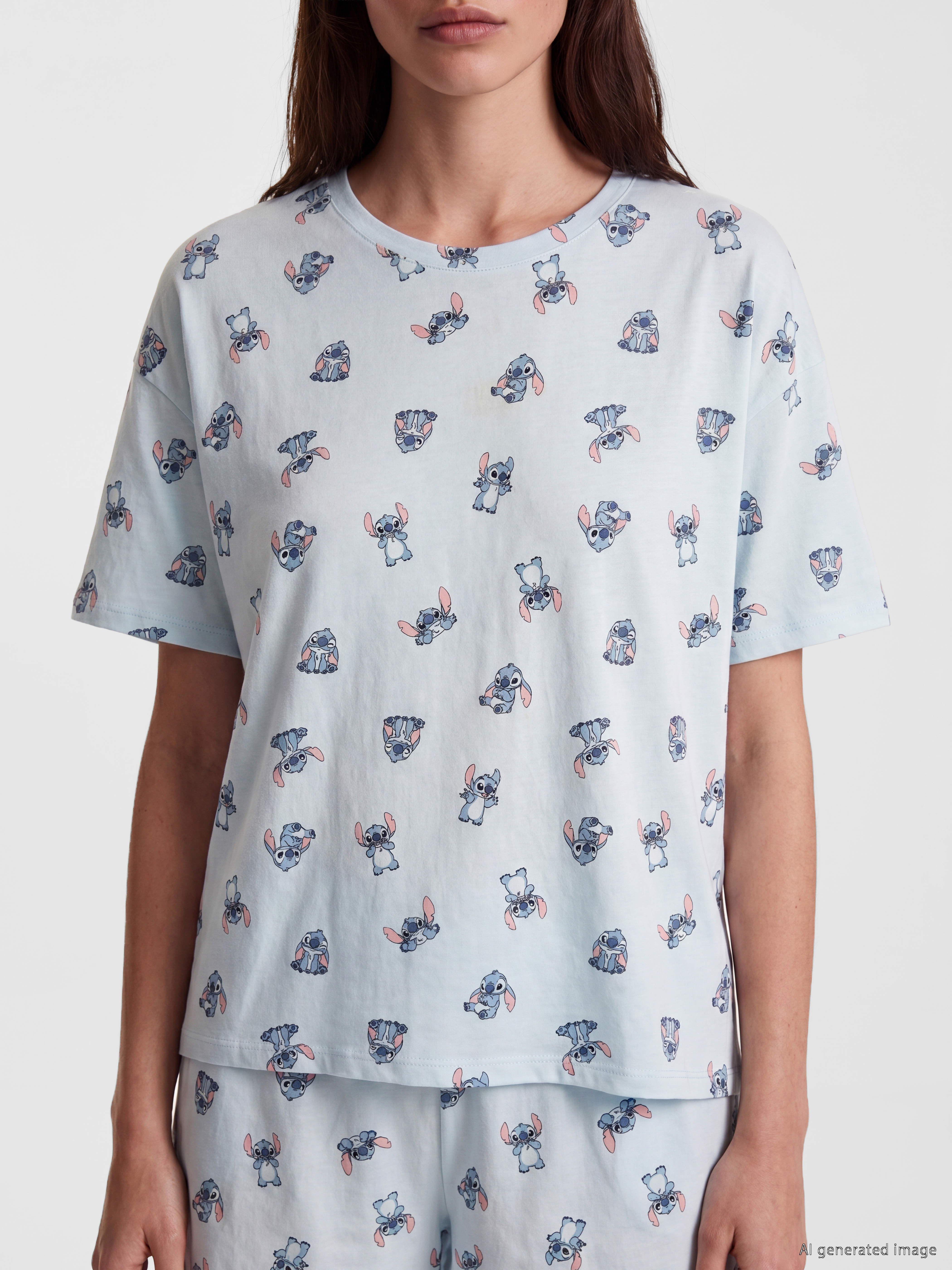 LCW Young Stitch Baskılı Kadın Şortlu Pijama Takımı görsel 3