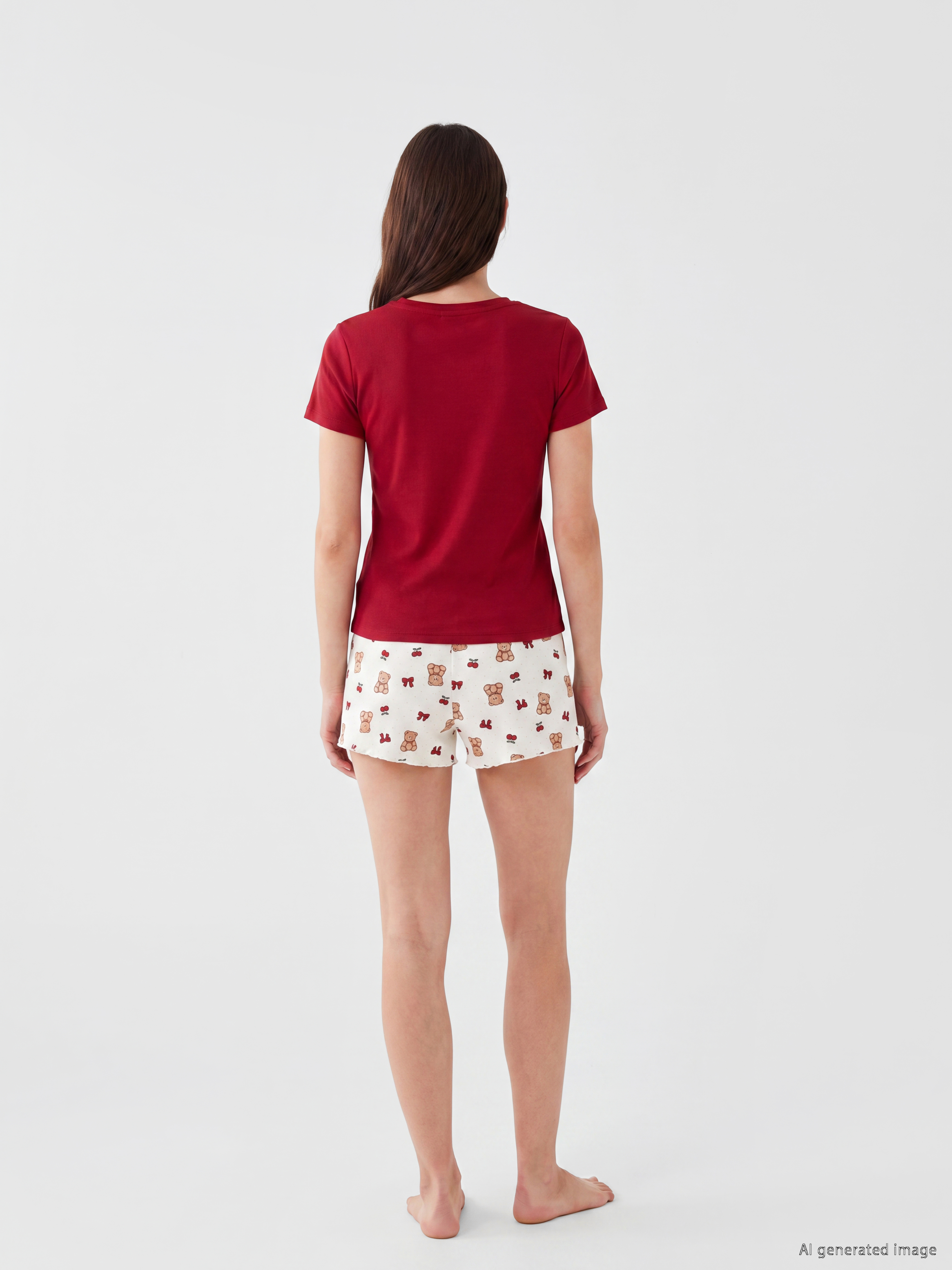 LCW Young Baskılı Kadın Şortlu Pijama Takımı görsel 4