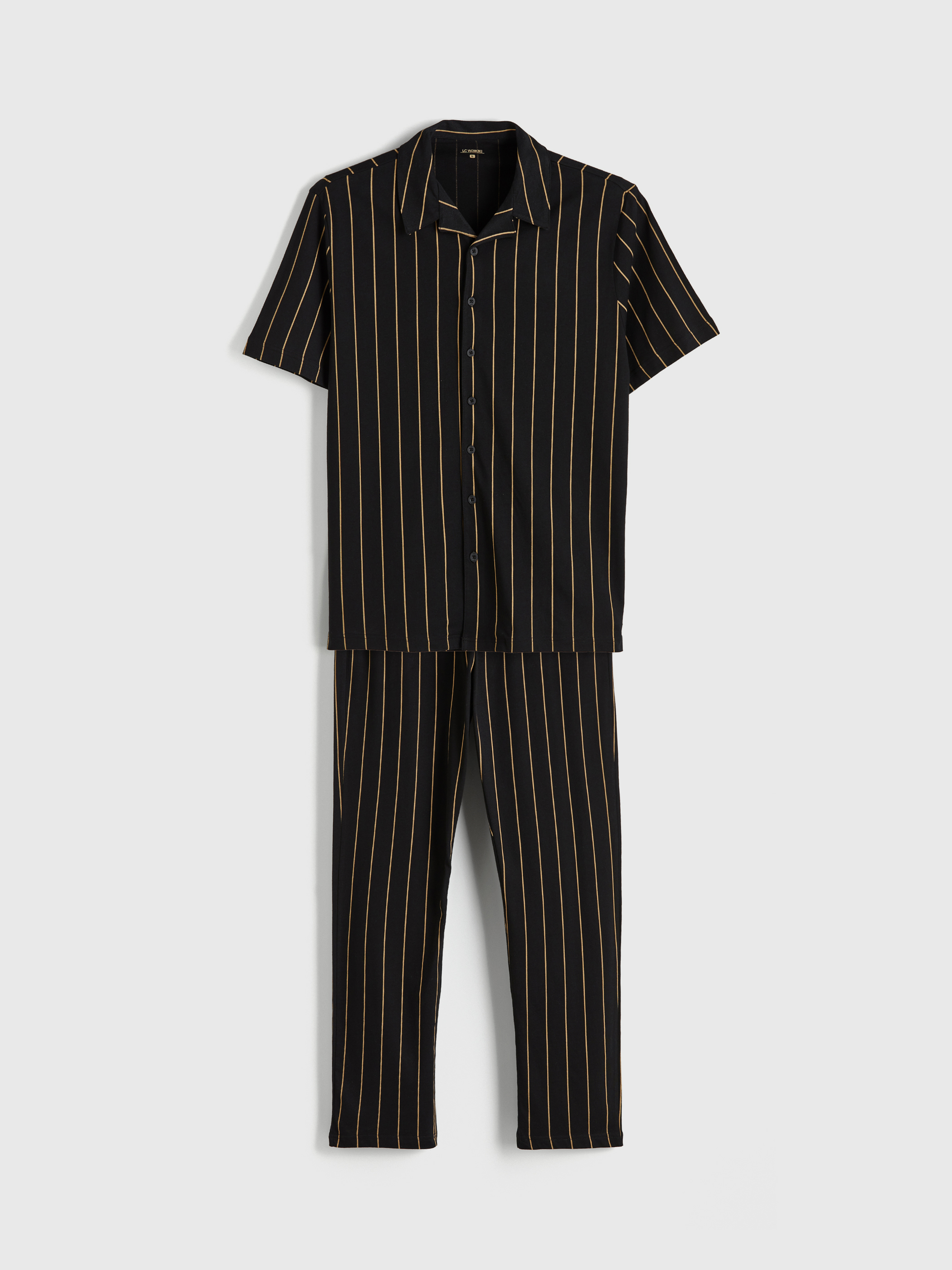 LC WAIKIKI Standart Kalıp Çizgili Penye Erkek Pijama Takım görsel 6